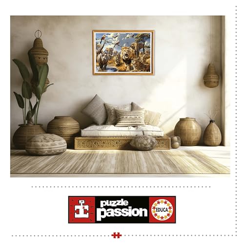 Detalle 2 de Educa Animales Salvajes 🐅 Puzzle de 1000 Piezas, 68x48 cm, incluye Cola Fix