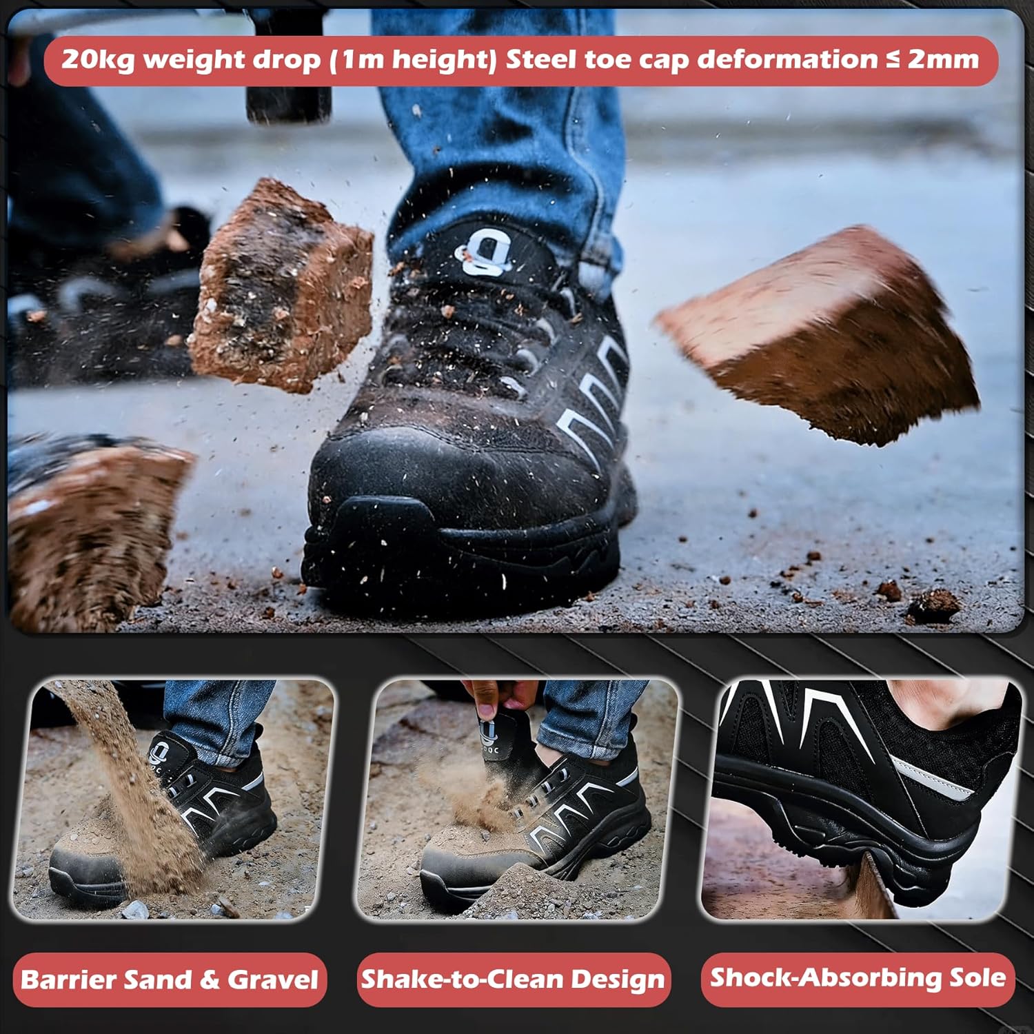 Thumbnail 3 de Chaussures de sécurité UOQC S1P ESD antistatiques SRA – embout en acier et semelle anti-perforation