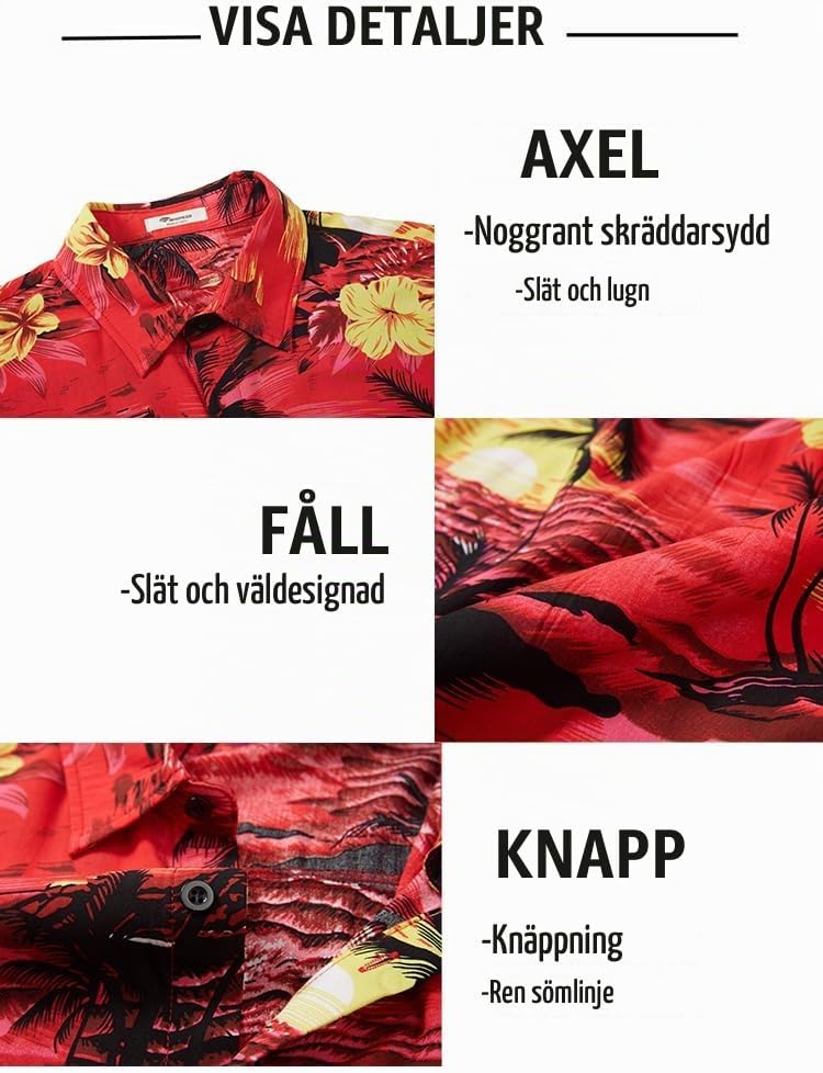 Detalle 2 de SPKPKEY hawaiianskt set för herr med skjorta och shorts i blommönster