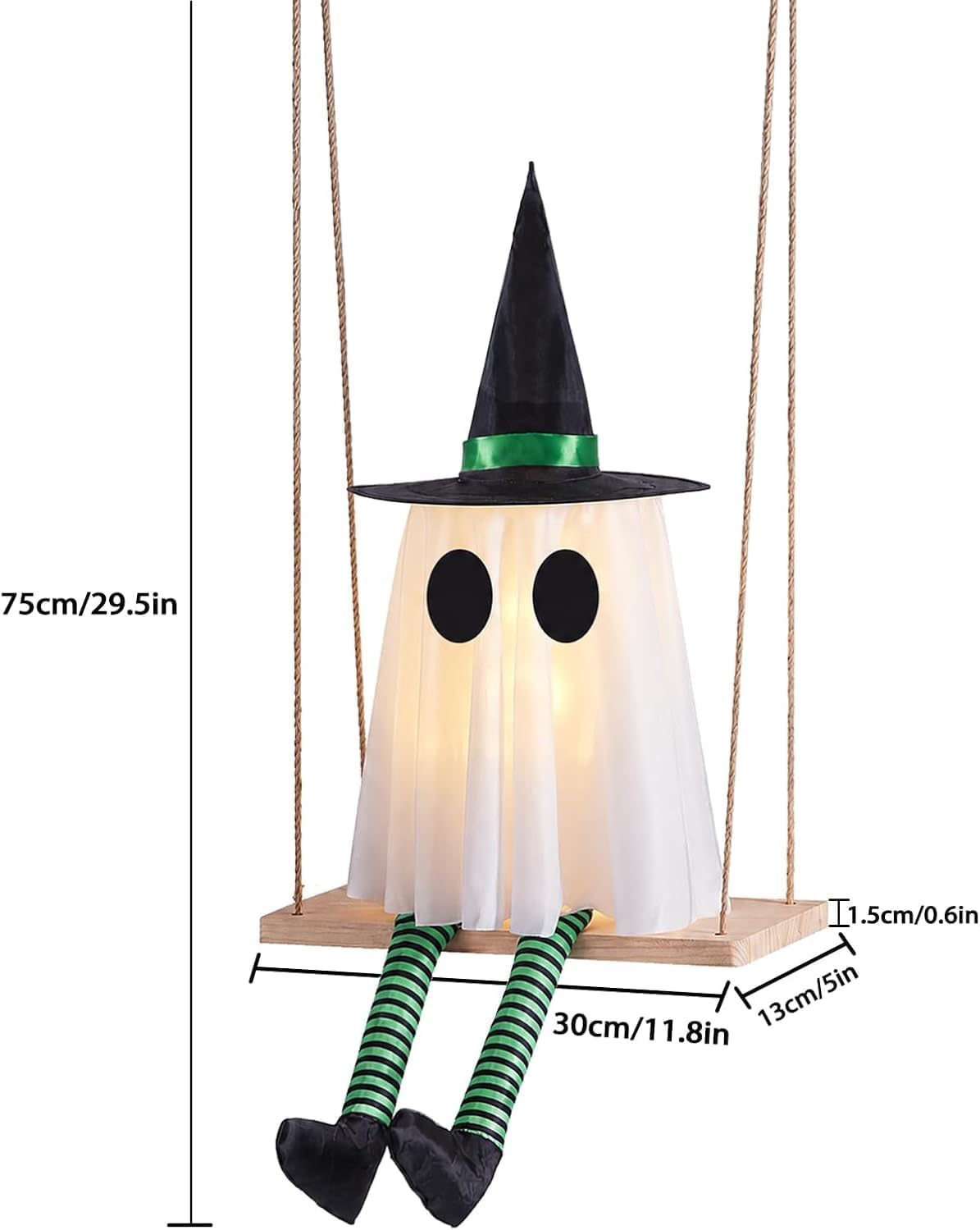 Detalle 2 de CYSKXYI Swing Ghost-006 Halloween Hanging Ghost Decor, 3-Pack with Remote