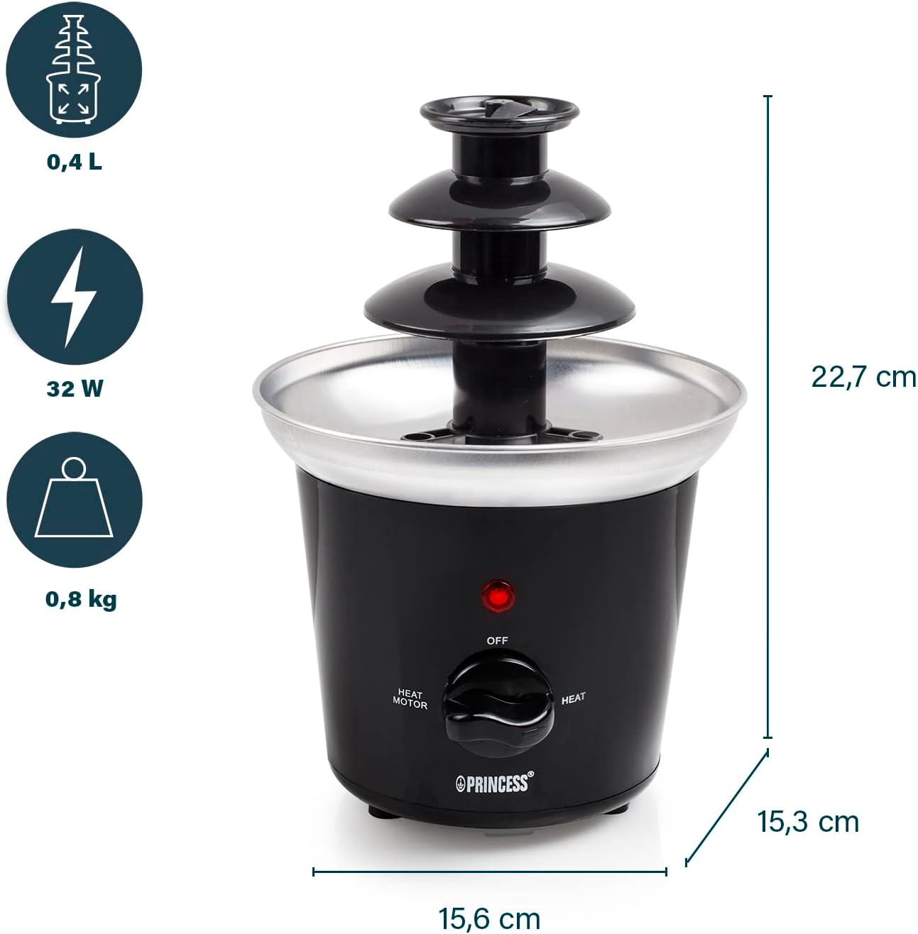 Detalle de Princess 292994 fontaine Ă chocolat 0,4 L đ«