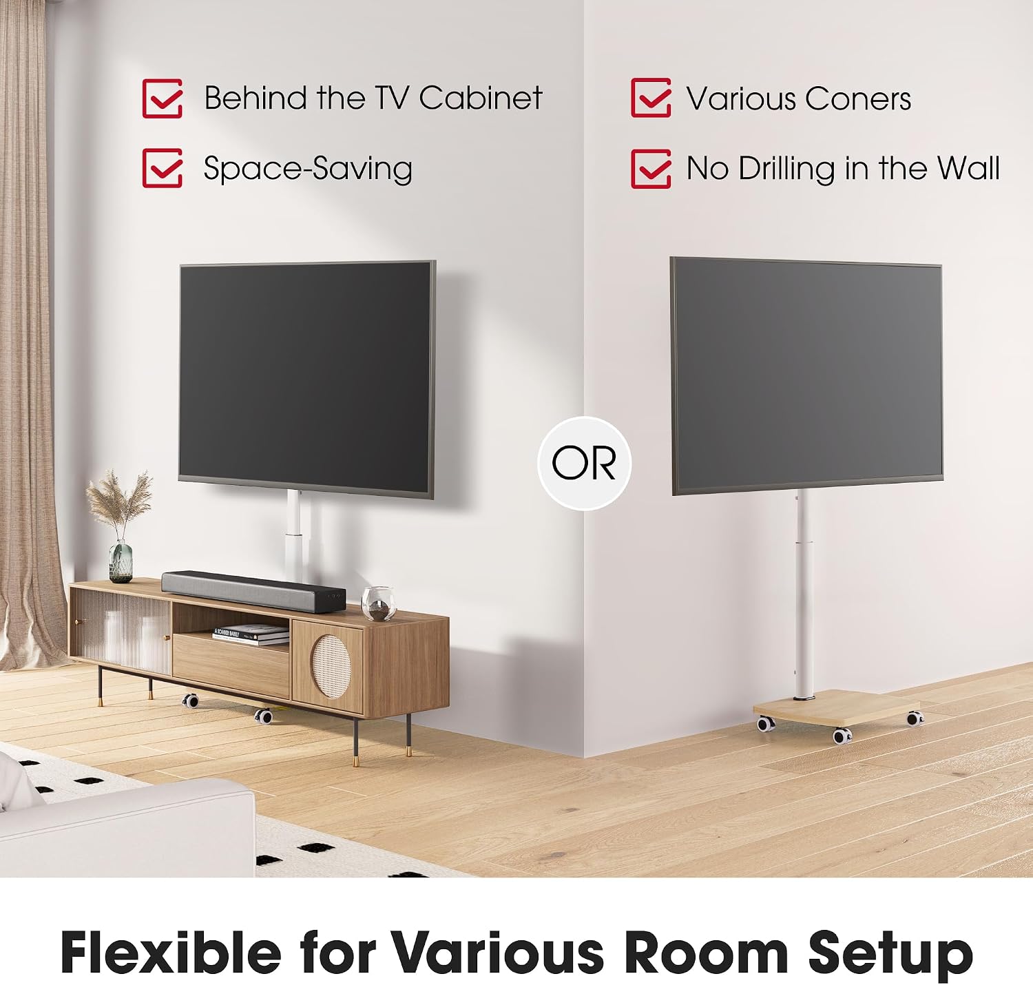 Thumbnail 6 de AOKCOS Rolling TV Stand for 32–65-Inch TVs