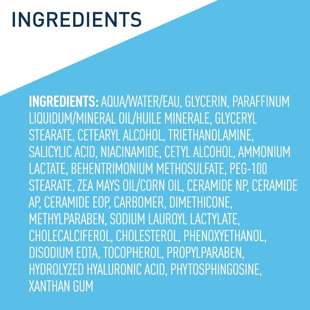 Detalle de CeraVe Moisturizing Cream with Salicylic Acid: Exfoliating Body Cream for Dry, Rough Skin