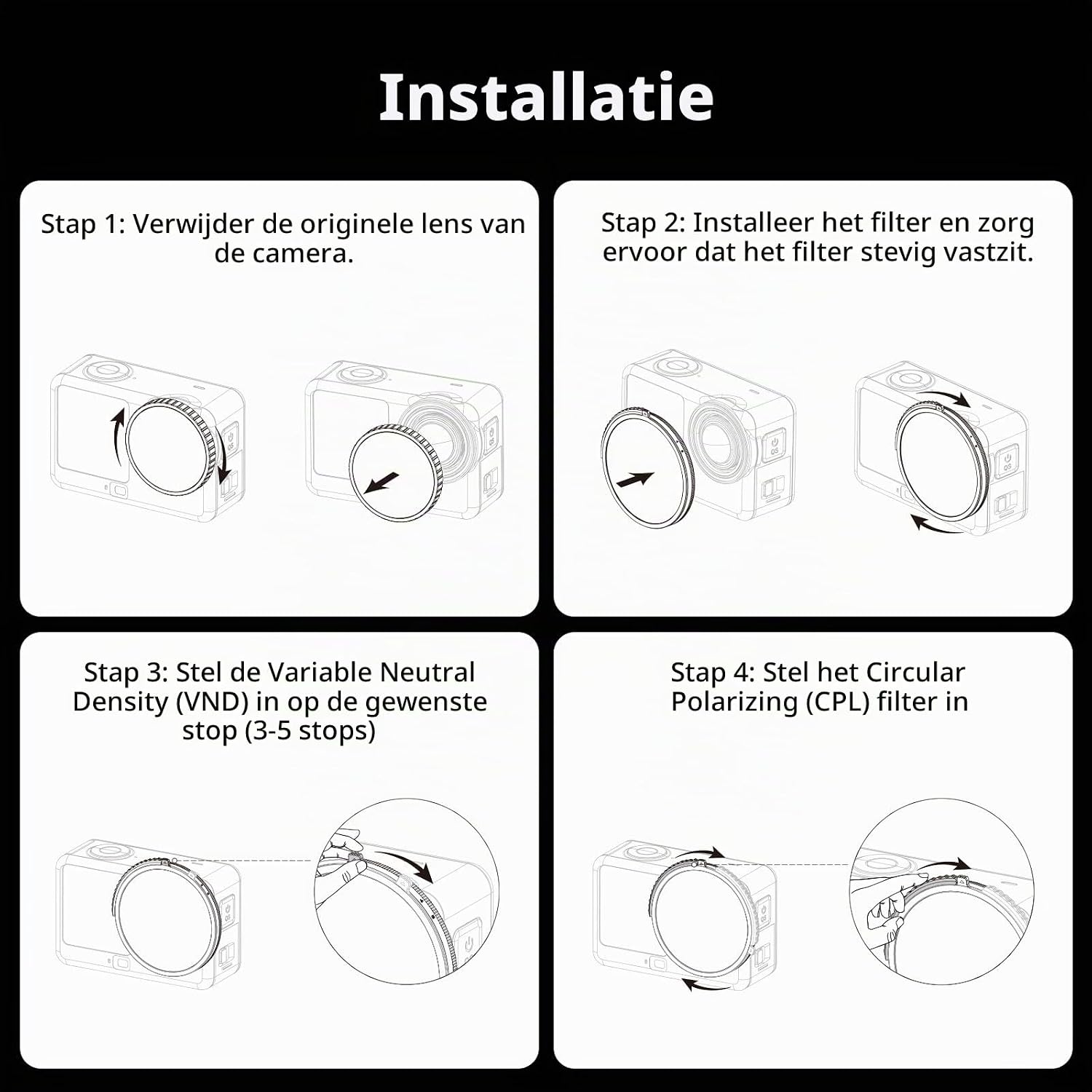 Thumbnail 6 de SMALLRIG 5894 CPL/VND-filter voor DJI Osmo Action 6, ND8-ND32