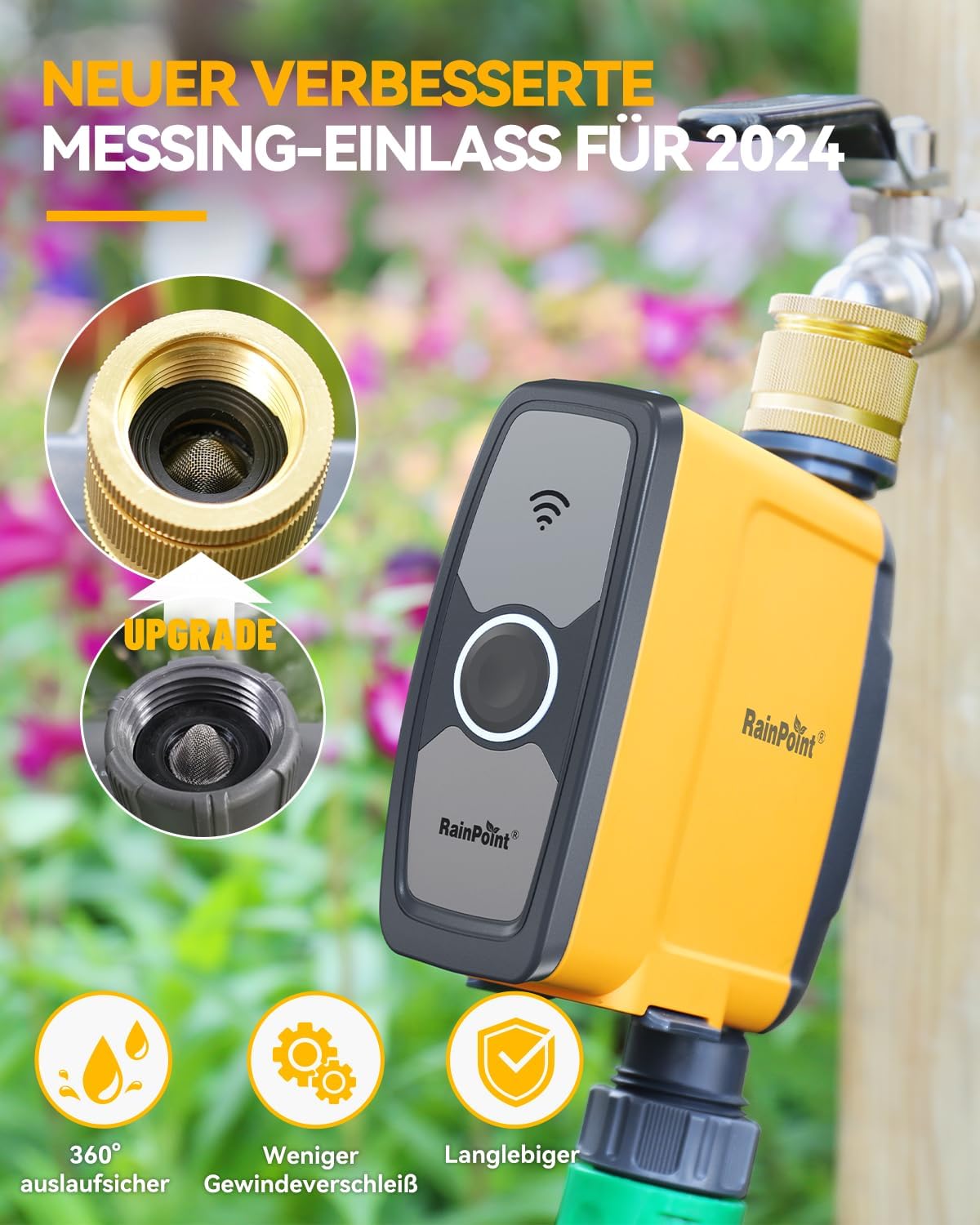 Thumbnail 1 de RAINPOINT WLAN-Bewässerungscomputer (2,4 GHz) mit Messingeinlass und App-/Sprachsteuerung
