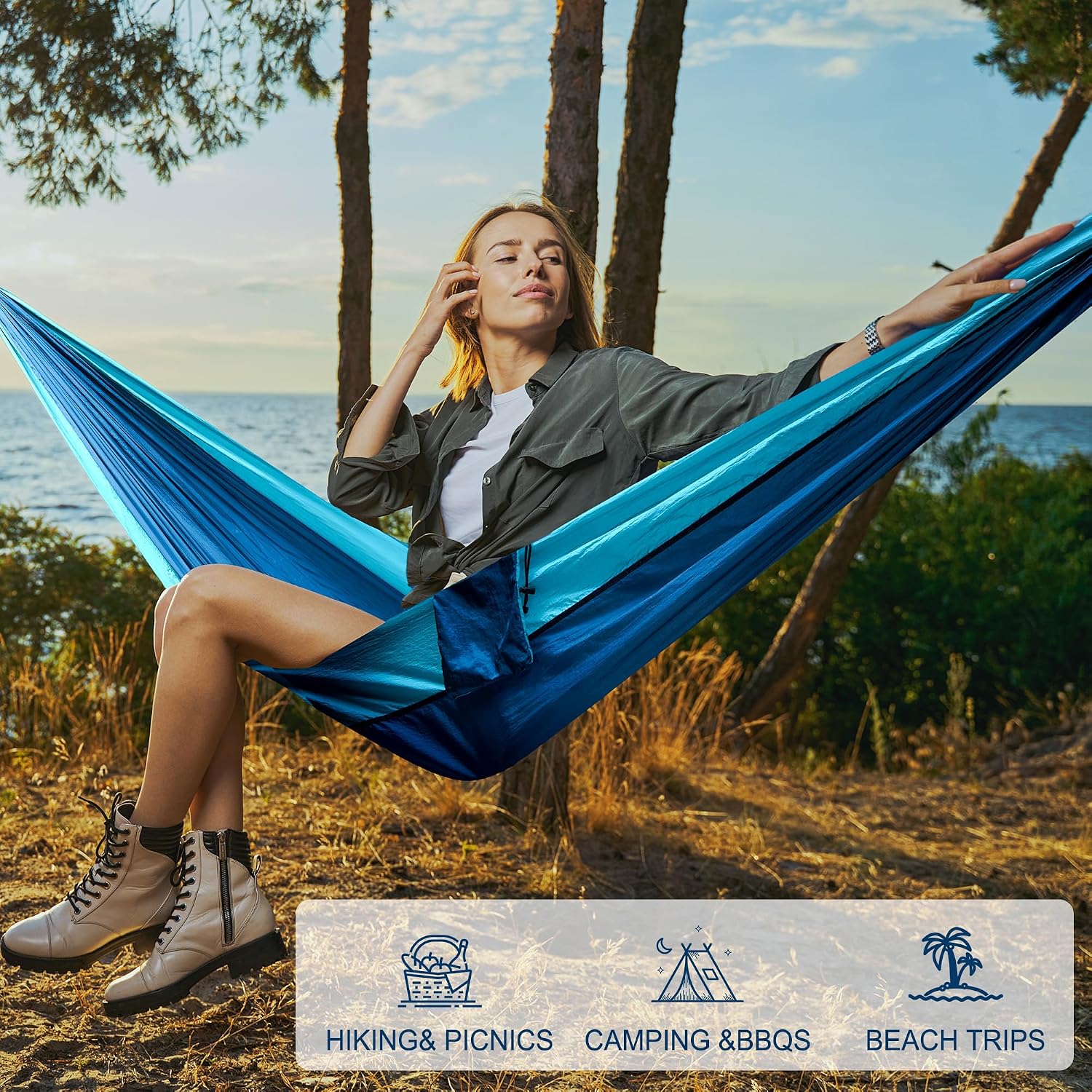Thumbnail 6 de Zouway hängmatta 280 × 140 cm i 210T-nylon med trädremmar