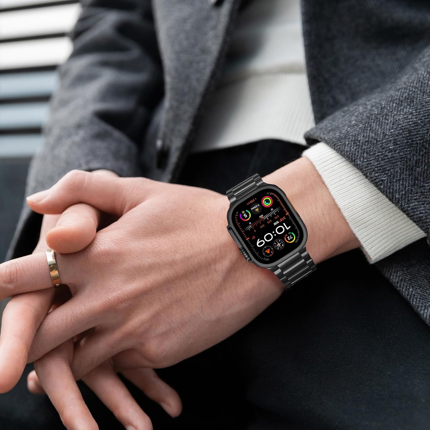 Thumbnail 2 de Anlinser Stainless Steel Watch Strap for Apple Watch (42–49mm): Slim, Lightweight Metal Band for iWatch Ultra 3/2/1 and Series, UK