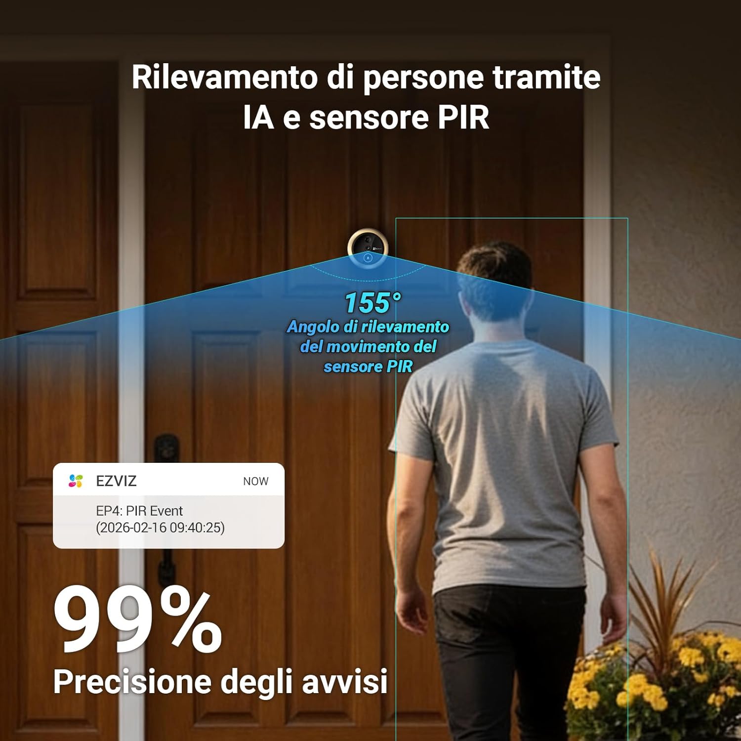 Detalle de EZVIZ EP4 Spioncino Digitale WiFi 4K con Schermo Touch da 5,5" - Oro