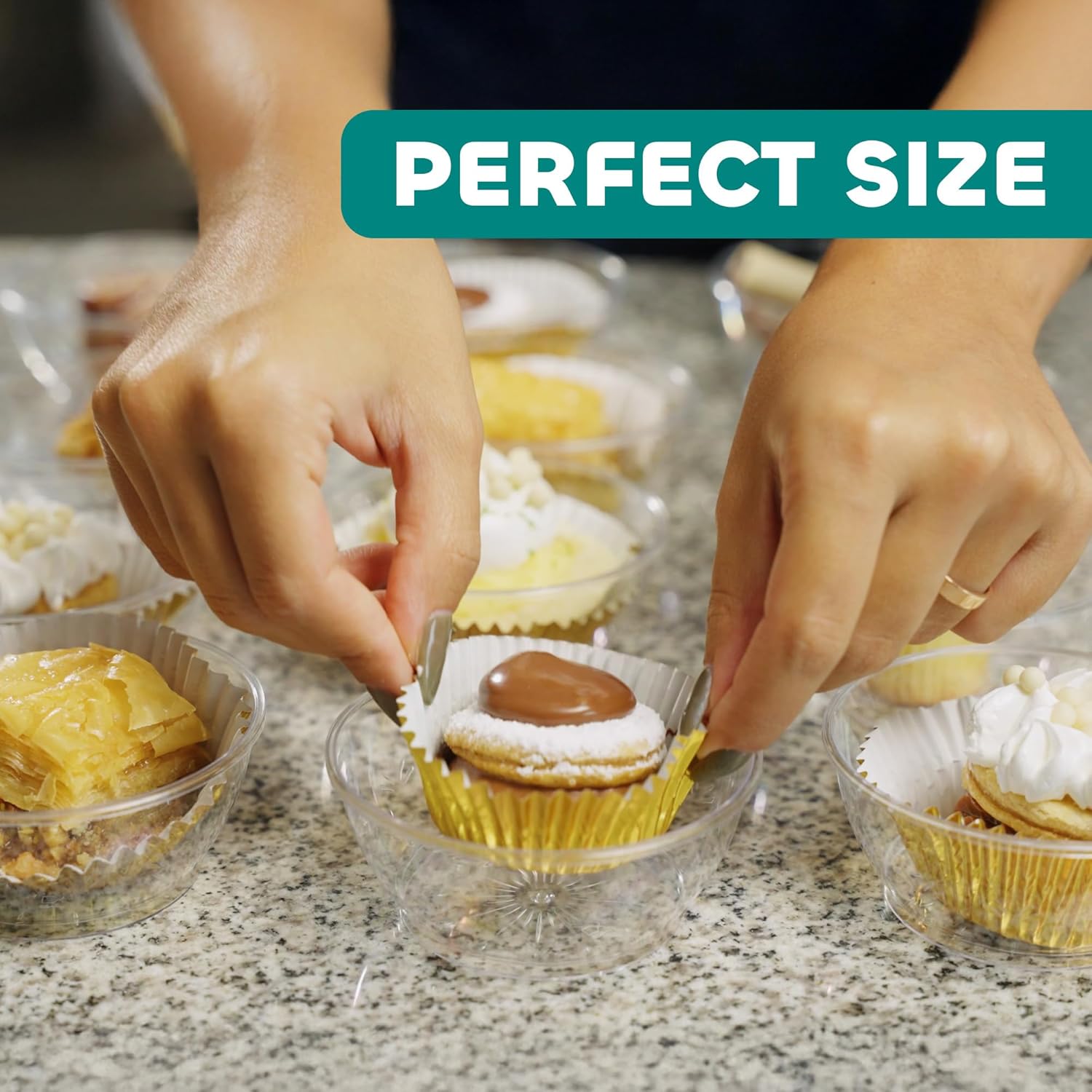 Thumbnail 6 de JoyServe Clear Mini Plastic Bowls (Bulk 100 Pack) — 6 oz Disposable Dessert & Serving Bowls