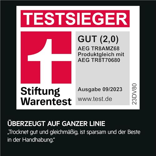 Thumbnail 1 de AEG Wärmepumpentrockner 8 kg – Serie 8000 AbsoluteCare mit Wool & Seide, Testsieger (Note 2,0)