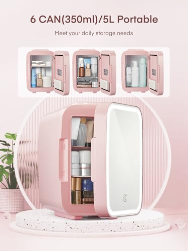 Detalle de FOHERE Mini Fridge for Bedrooms: 5L Portable Skincare Fridge and Beverage Cooler