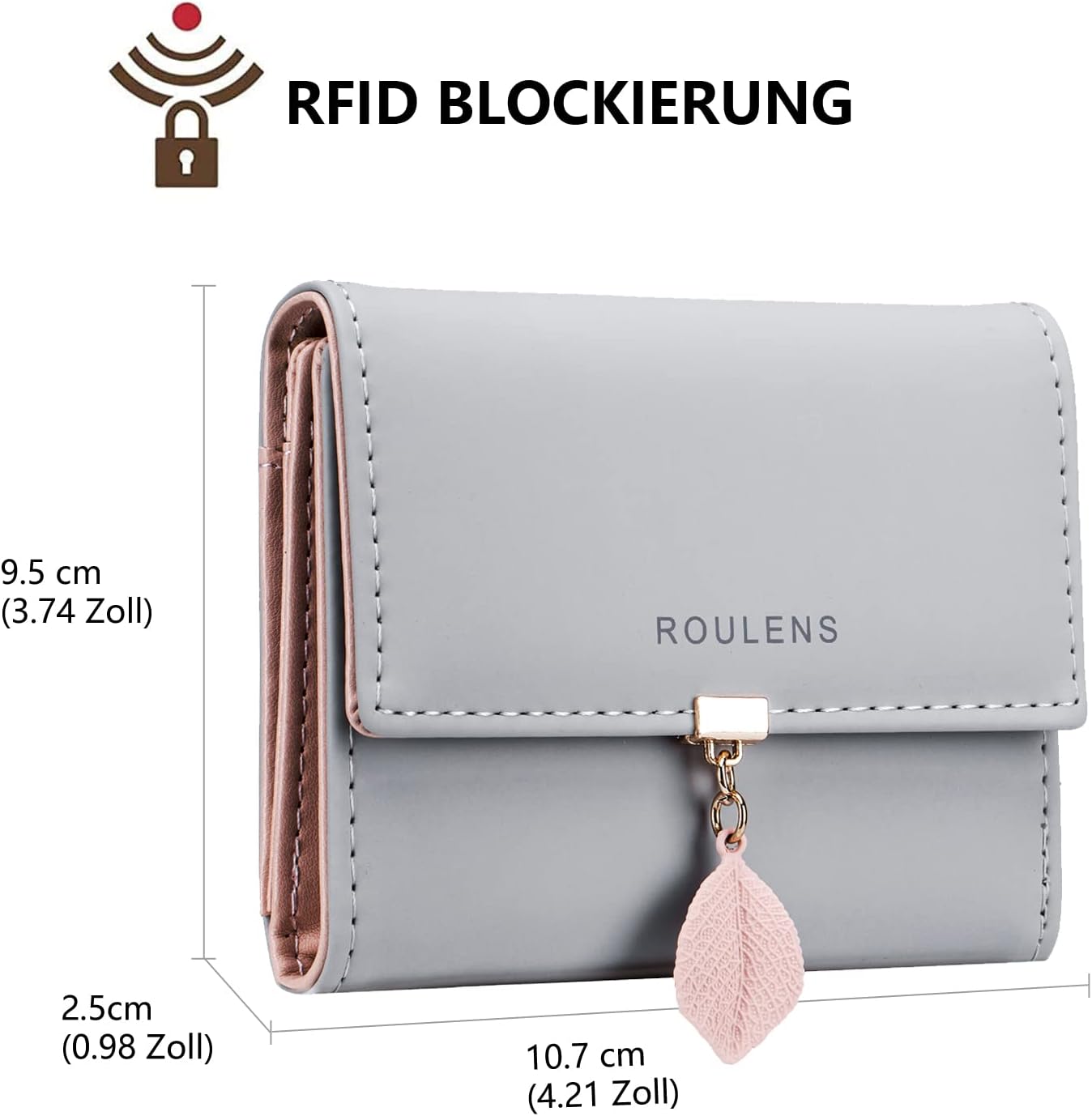 Detalle de Roulens Damen-Geldbeutel mit RFID-Blockierung – klein im Kurzformat mit mehreren Fächern