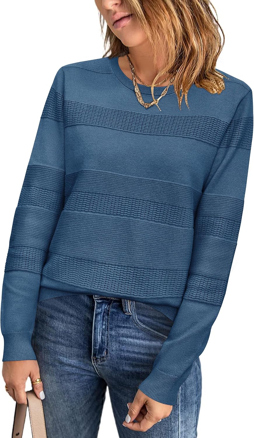 Thumbnail 6 de Arach&Cloz Crochet Knit Pullover Sweater, Crew Neck, Long Sleeves
