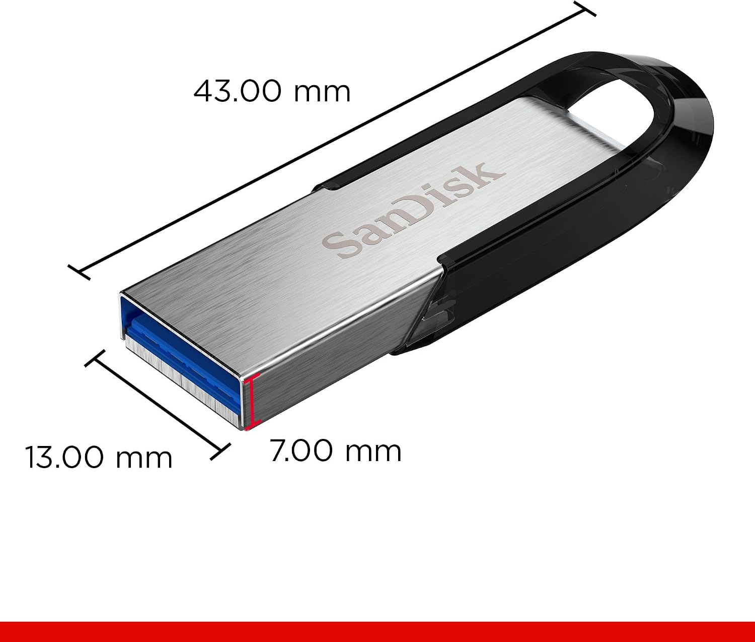 Detalle de SanDisk Ultra Flair 128 Go — Clé USB 3.0 jusqu’à 150 Mo/s, boîtier métal et sécurité par mot de passe