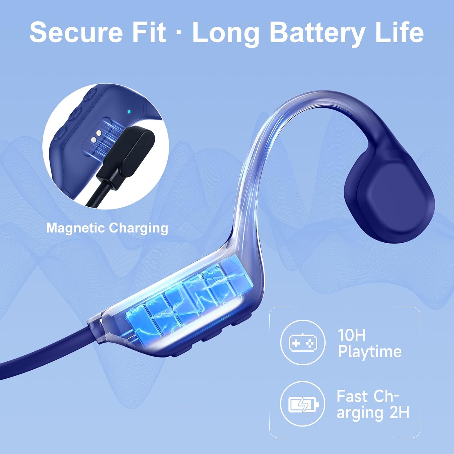Detalle 2 de IFECCO Knochenschall Kopfhörer Bluetooth 6.0 – IP67, Open-Ear, Lange Akkulaufzeit