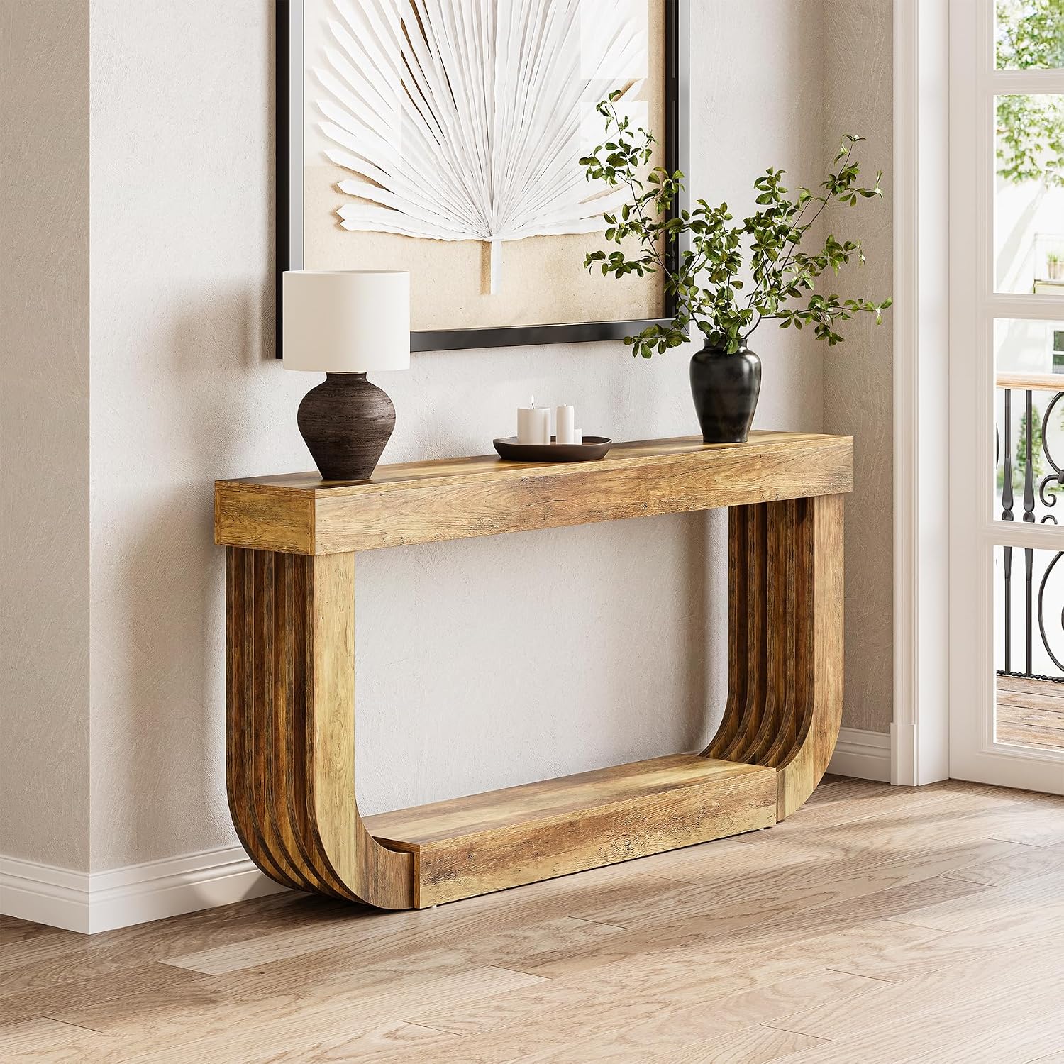 Detalle de LITTLE TREE XFVC-TS08 2-Tier Console Table, 70.9-Inch Rustic Brown