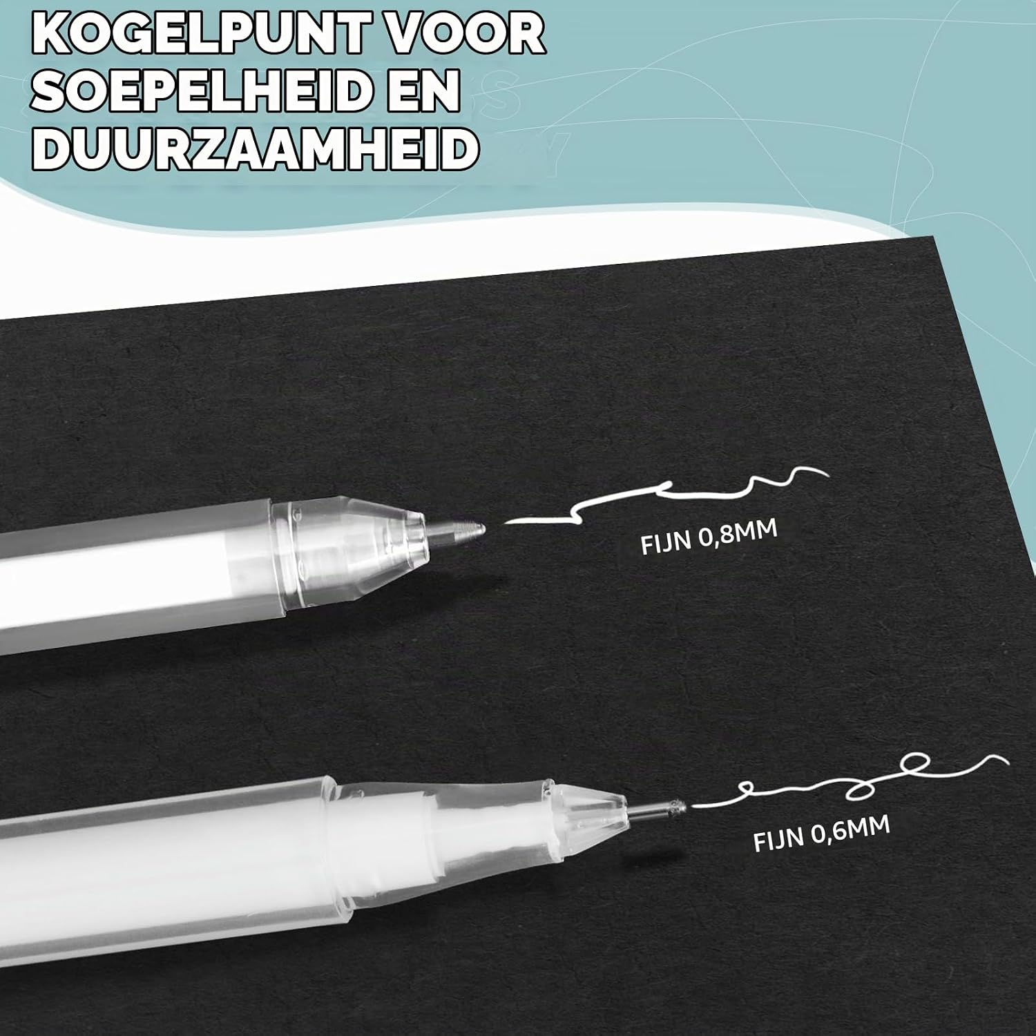 Detalle de YIIFELL witte gelpennen, 6 stuks met 0,6 en 0,8 mm punt