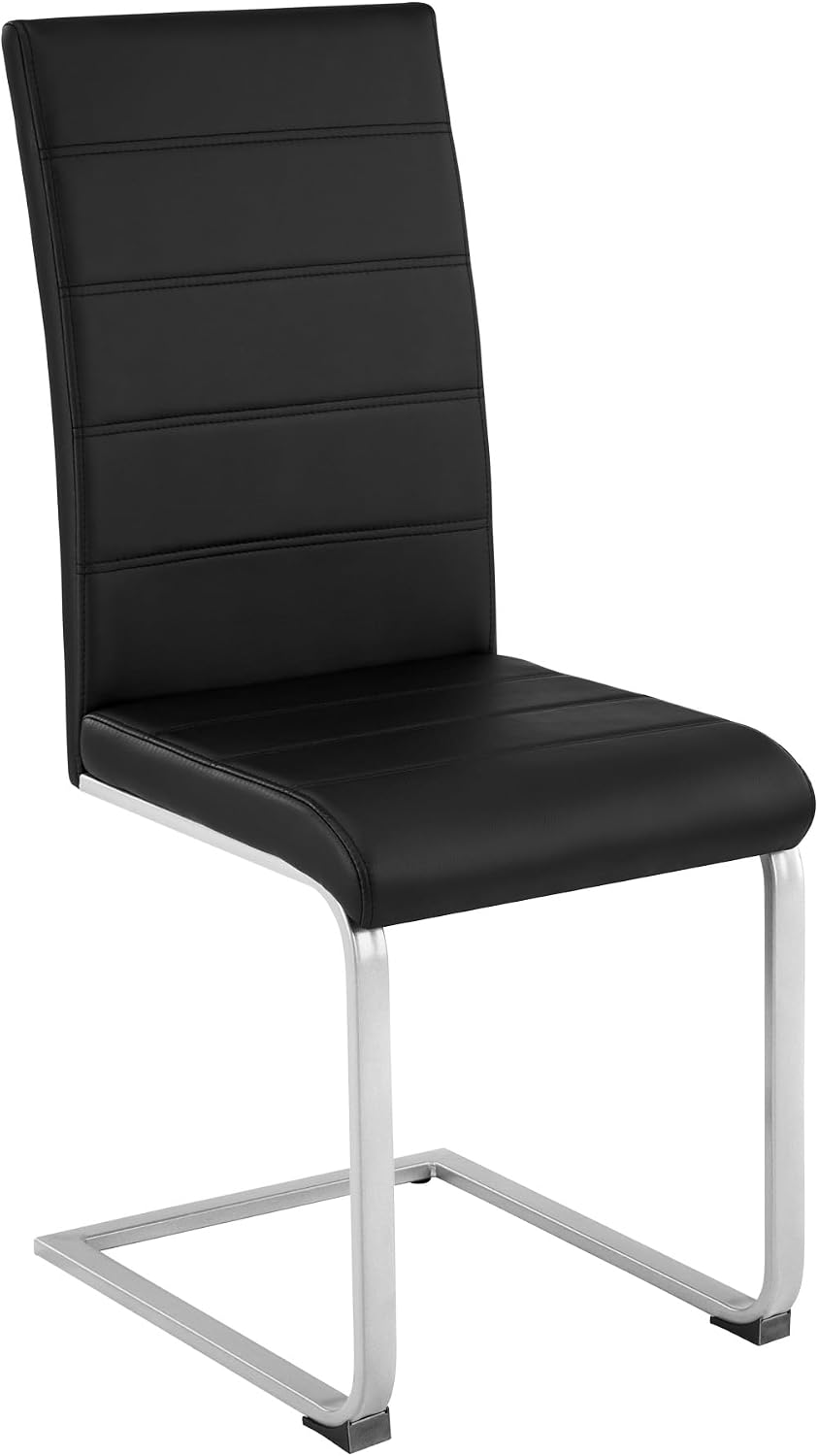 Detalle 2 de tectake® 4er-Set Esszimmerstühle mit Freischwinger-Funktion und Rückenlehne (schwarz)