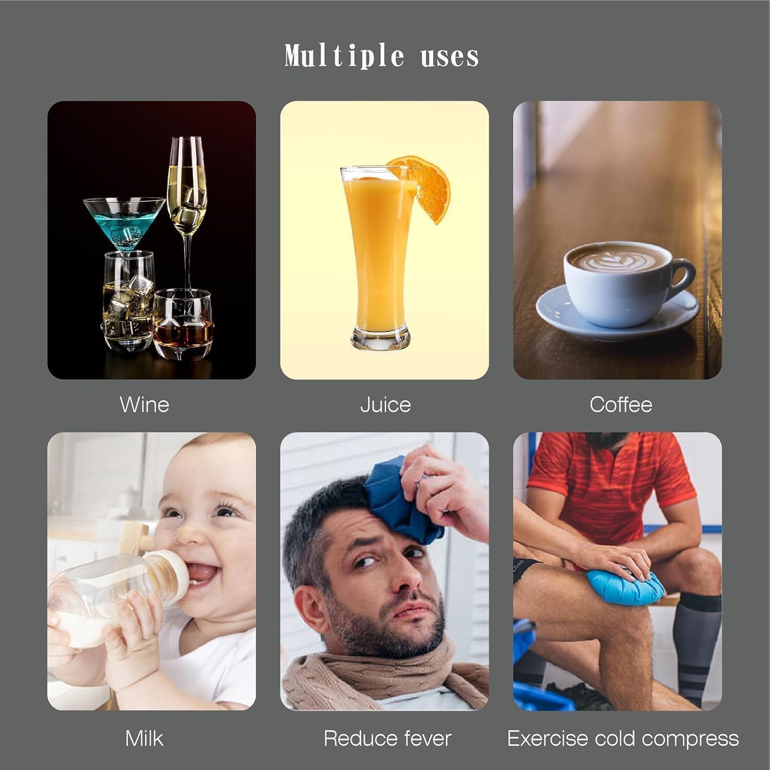 Detalle 2 de Whisky-Steine aus Edelstahl – Wiederverwendbares 8er-Set mit Zange, Untersetzer und Aufbewahrungsbox