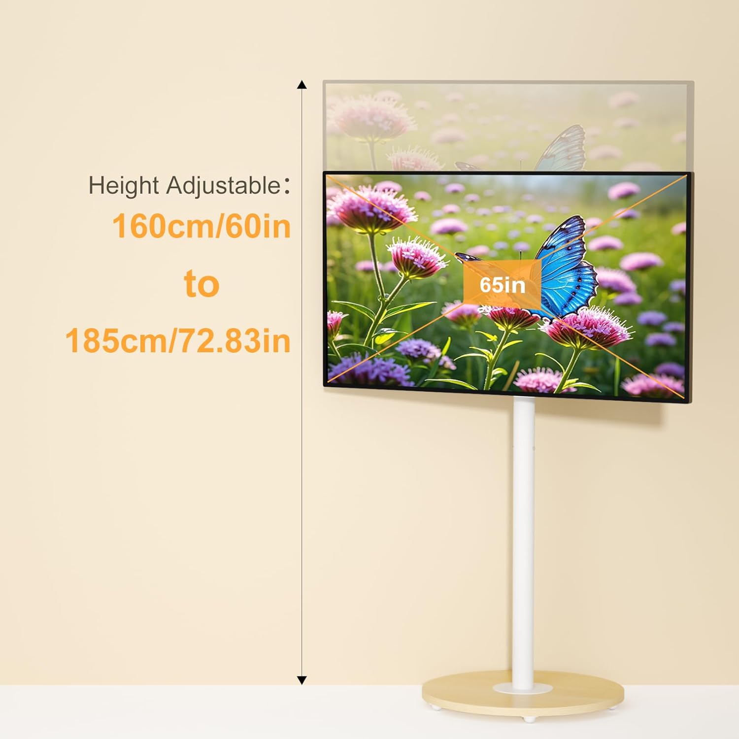 Detalle 2 de unho TV Standfuss Höhenverstellbar – Stabiler Mobilständer für 40–75 Zoll, VESA 600x400, max. 50 kg, Weiß
