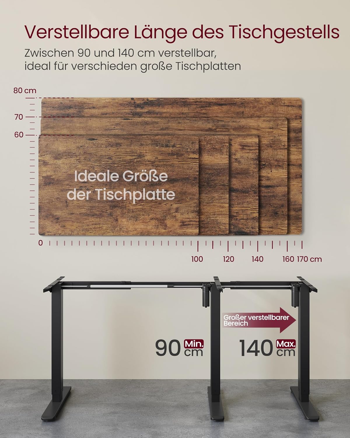 Thumbnail 1 de VASAGLE LSD021B01V2 höhenverstellbarer Schreibtischgestell 3‑Memory ⌚