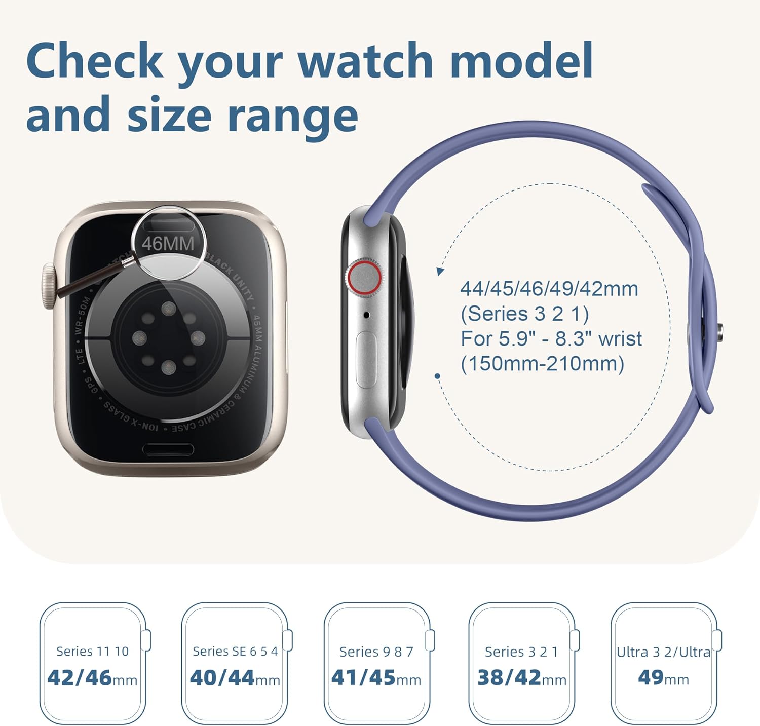 Thumbnail 6 de Daqin Soft Silicone Sport Band for Apple Watch SE (M/L) in BlueGray – breathable replacement strap 44/45/46/49/42mm
