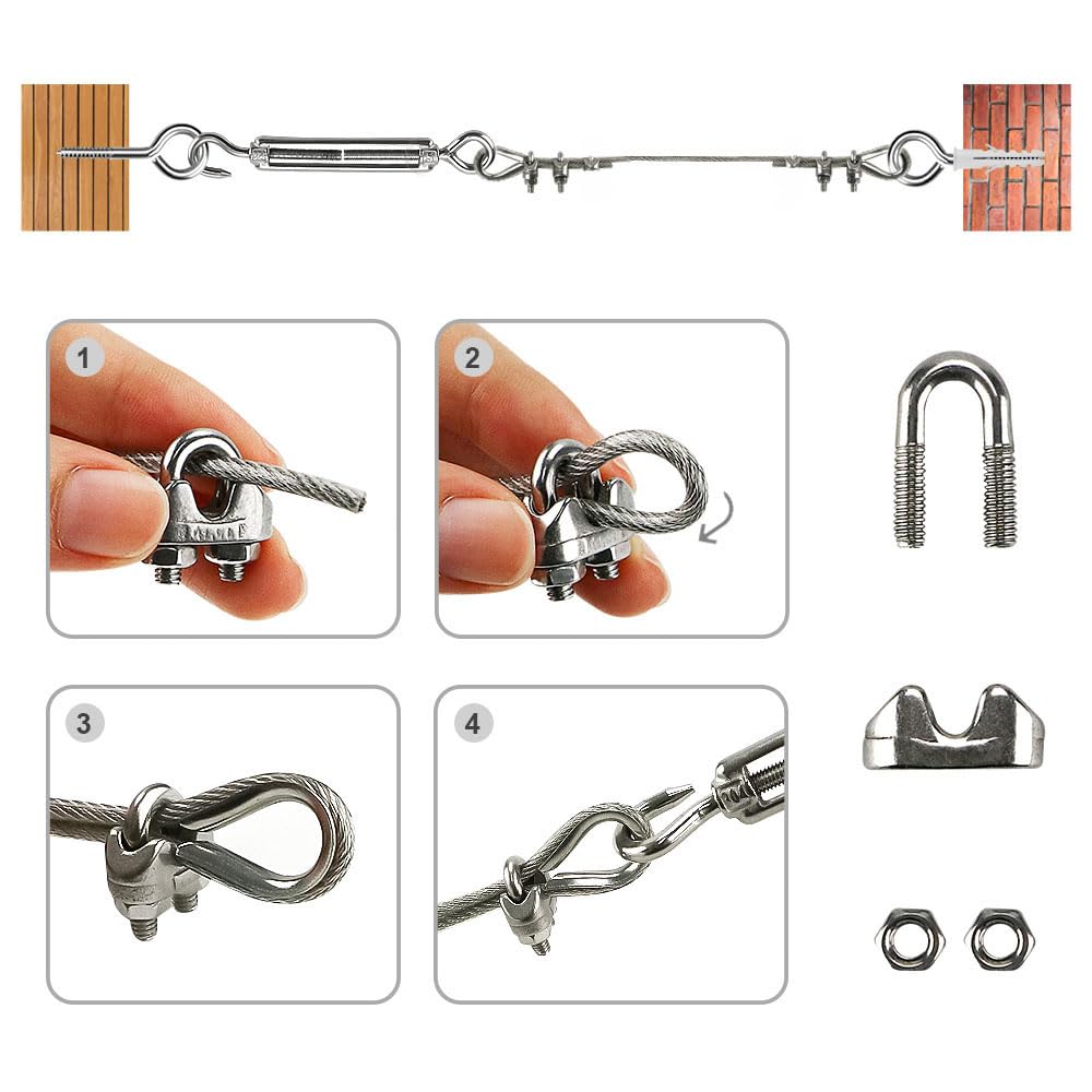 Thumbnail 4 de 20 m Edelstahl Stahlseil Kit 3 mm