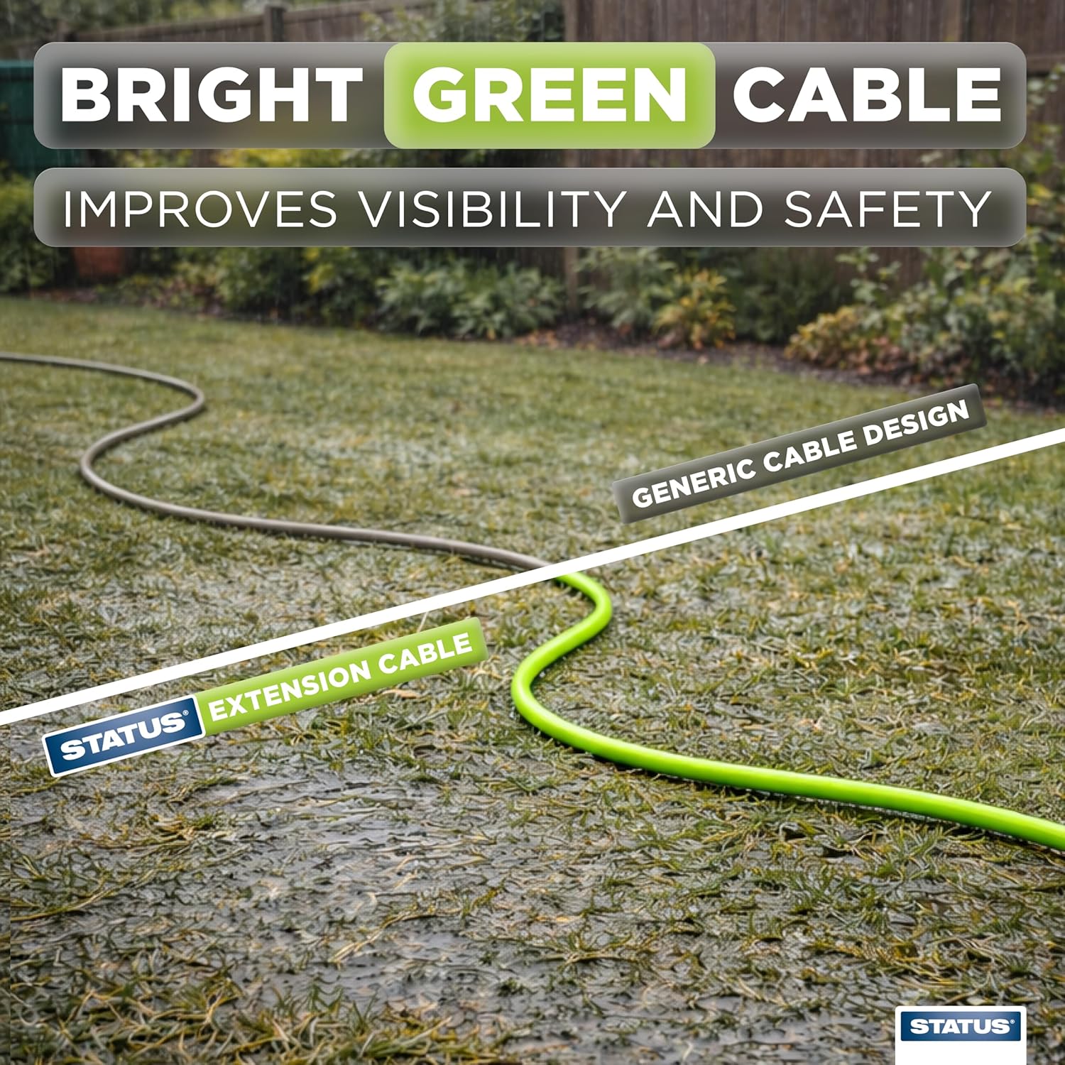 Detalle de STATUS 1 Socket Extension Lead 5m (Green) with Weatherproof 13A IP54 Sealed Socket