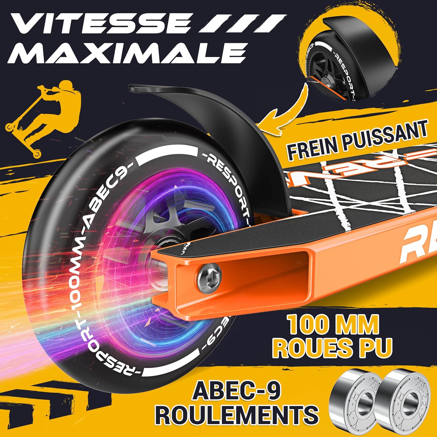 Thumbnail 4 de RE:SPORT Trottinette Stunt Revo – freestyle pour tous les niveaux (100 mm, barre en Y, ABEC 9)