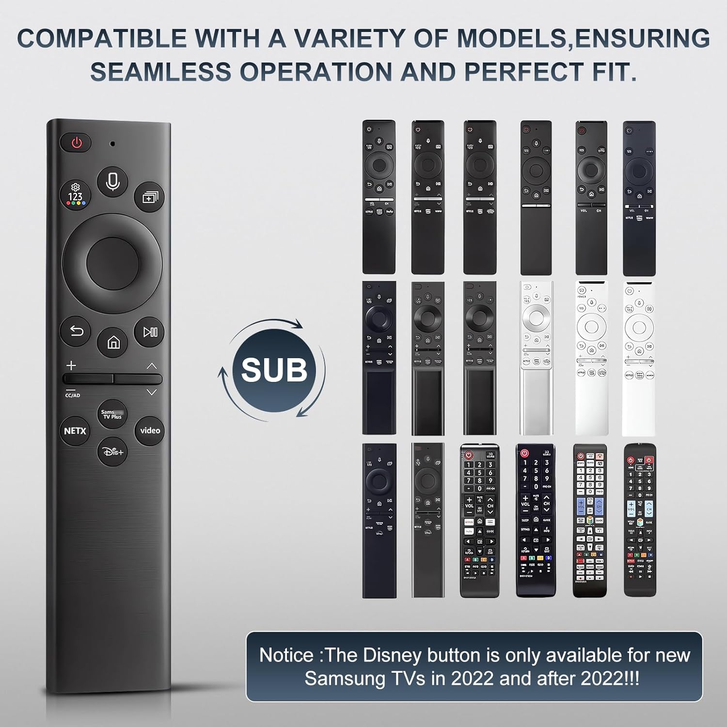 Thumbnail 2 de Replacement Samsung TV Remote with Voice Function – Universal Compatibility (2018–2025) for Samsung Neo QLED, Frame, OLED & More