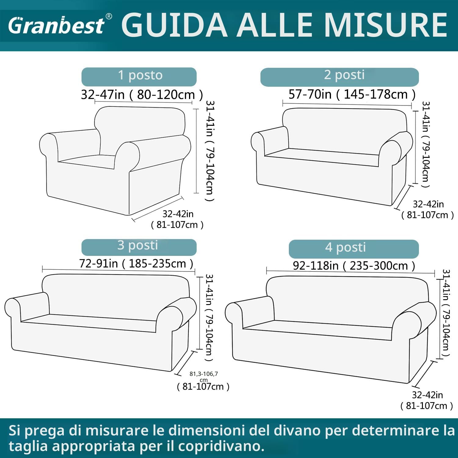 Detalle de Granbest Copridivano altamente elasticizzato, jacquard – 3 posti sabbia