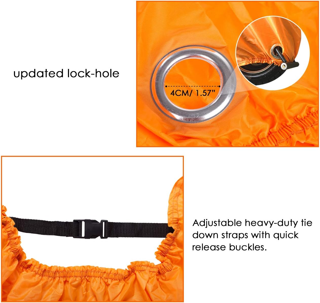 Thumbnail 3 de Favoto Telo Coprimoto 210D 245x105x125cm – Protezione impermeabile per moto e scooter (Nero Arancione)
