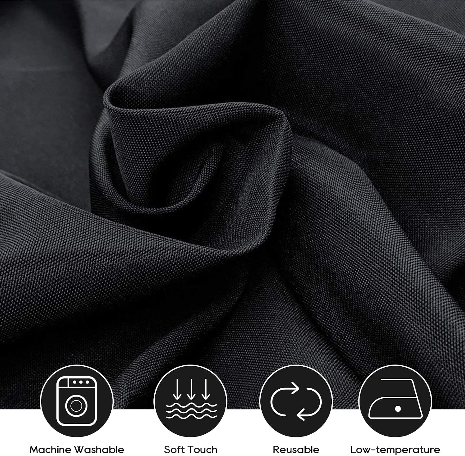 Detalle de Surmente 10 Pack Black Tablecloth 90 x 156-inch: Durable, Versatile Polyester Rectangular Table Covers
