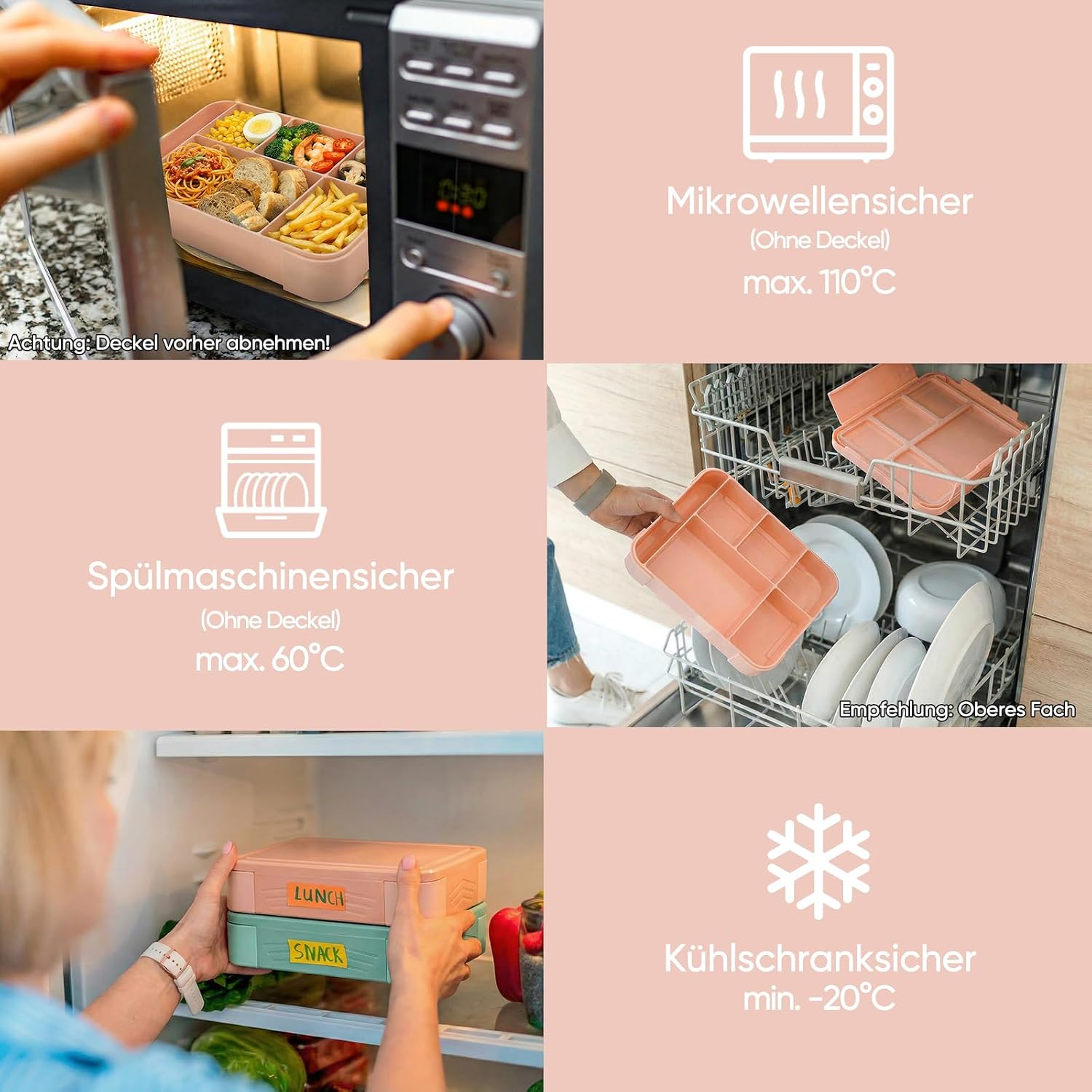 Detalle 2 de Bibury lunchbox voor kinderen, 1.300 ml, 5 vakken en apart sausbakje
