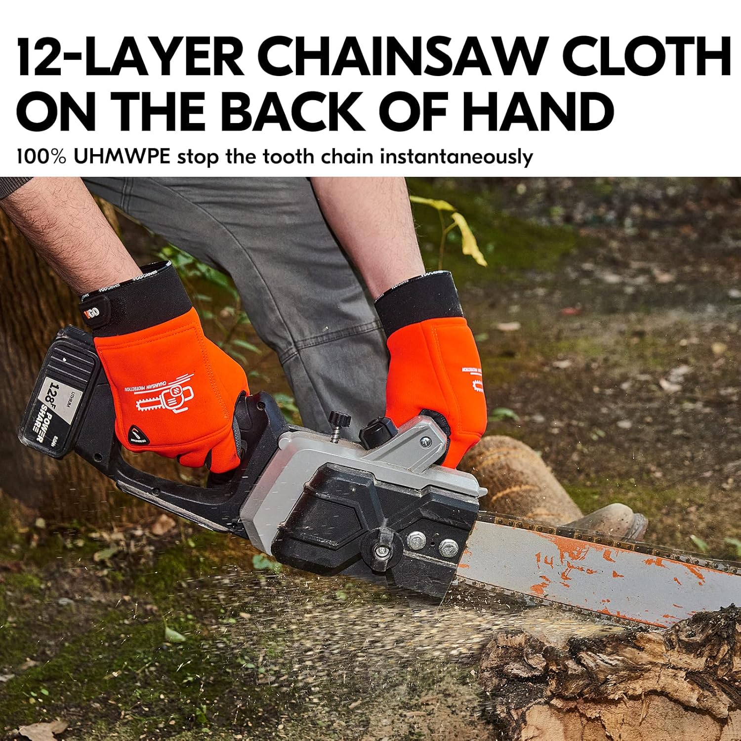Thumbnail 2 de Vgo... SL9772CSCT: Paire de gants pour tronçonneuse – sécurité et confort en travail du bois