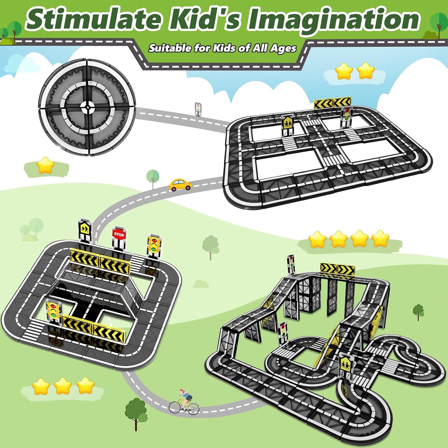 Thumbnail 2 de Magnetic Tiles Road Set, 48 PCS – Creative Magnetic Building Kit for Kids Aged 3–8