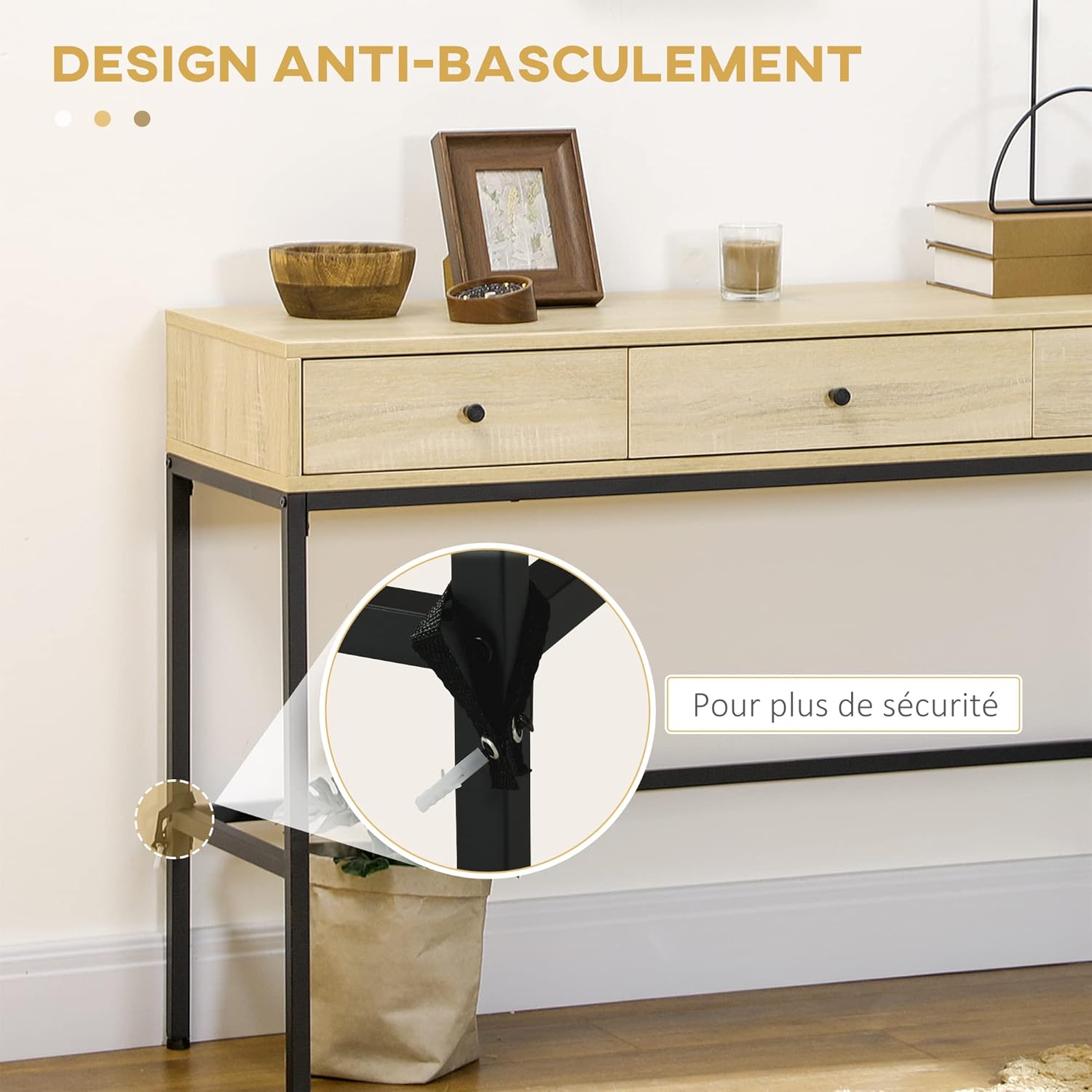 Thumbnail 6 de HOMCOM Table Console 120 x 39,8 cm Effet bois