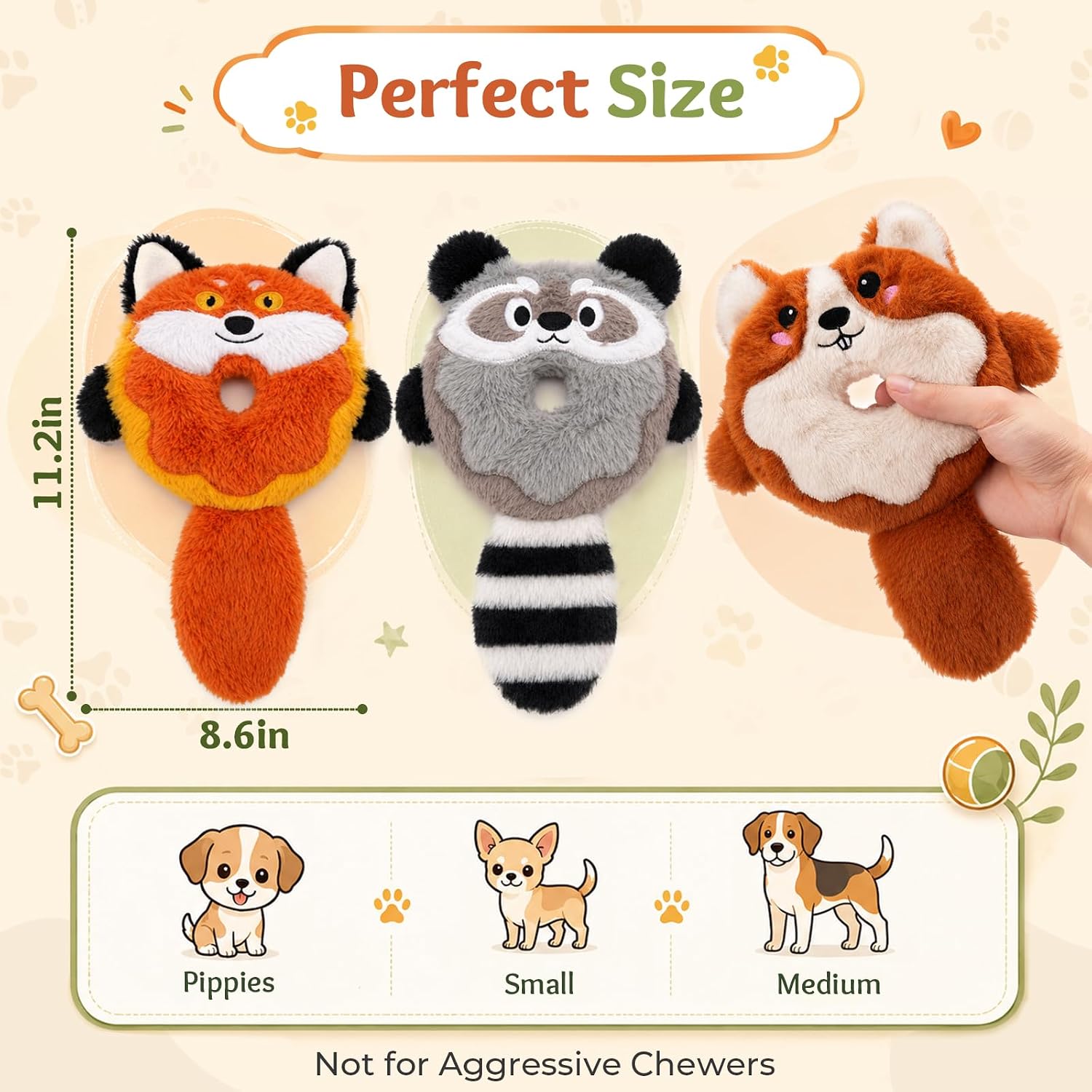 Detalle de LAONOPS Plush Dog Toys 3-Pack