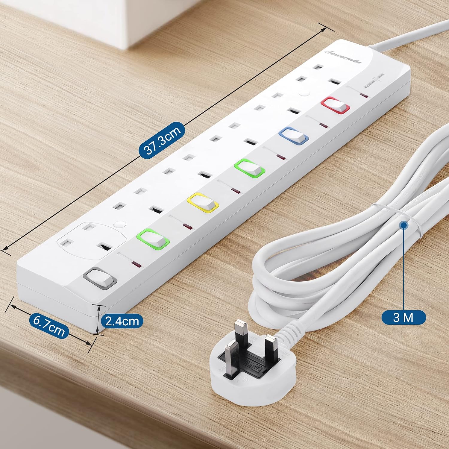 Thumbnail 6 de DEWENWILS 6Way Extension Lead with Individual Switches