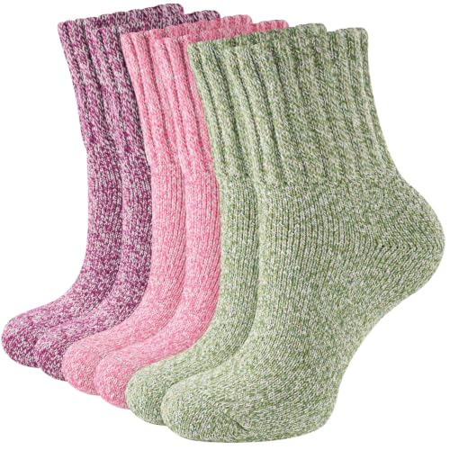 Detalle de Niorasen Women's Thermal Socks, 3 Pairs, Wool with Full Terry Cushioning