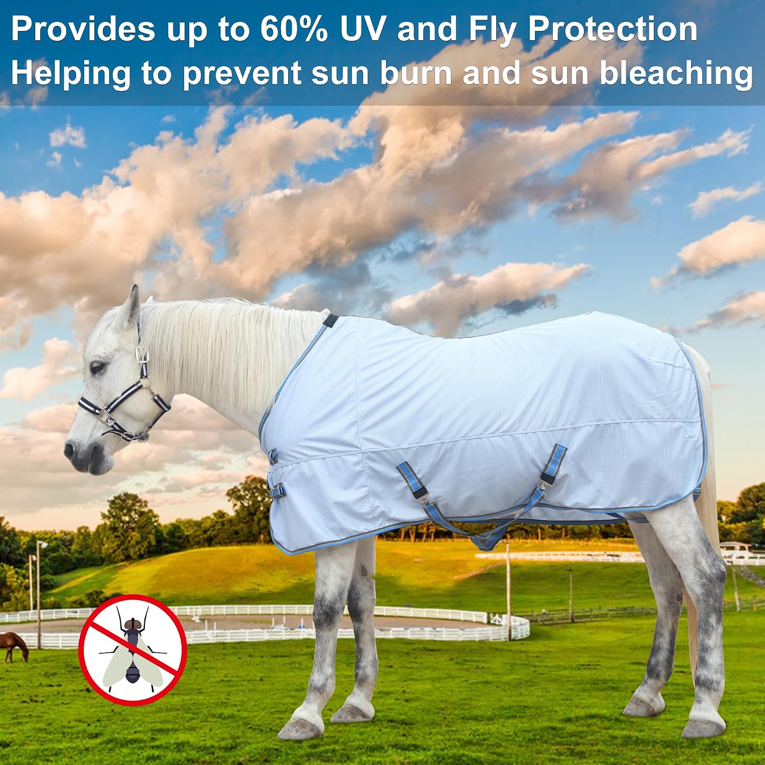 Detalle de Fly Rug for Horses – Lightweight Mesh Fly Sheet with UV Protection (6'6")