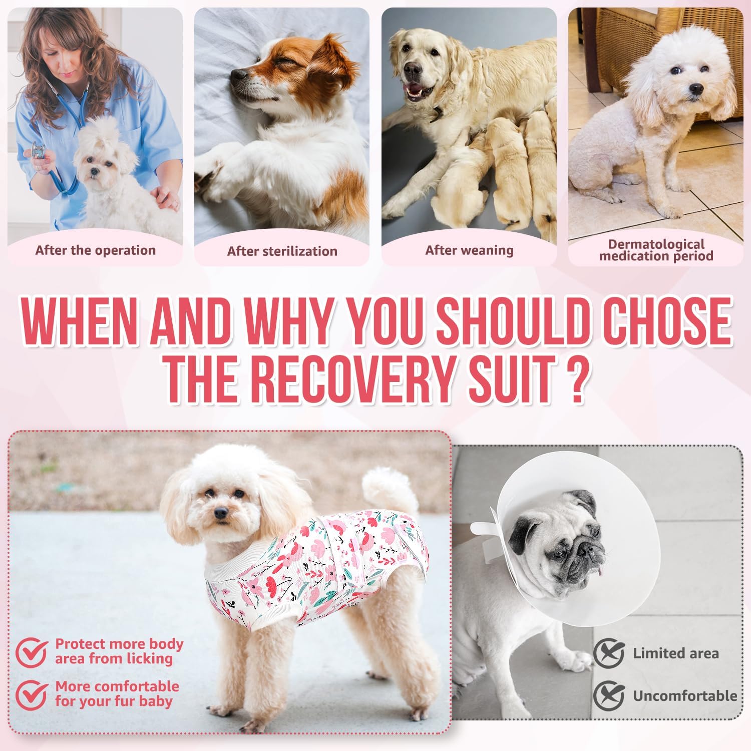 Detalle de Eyein Dog Surgery Recovery Suit XS — Post-Operative Bodysuit for Dogs