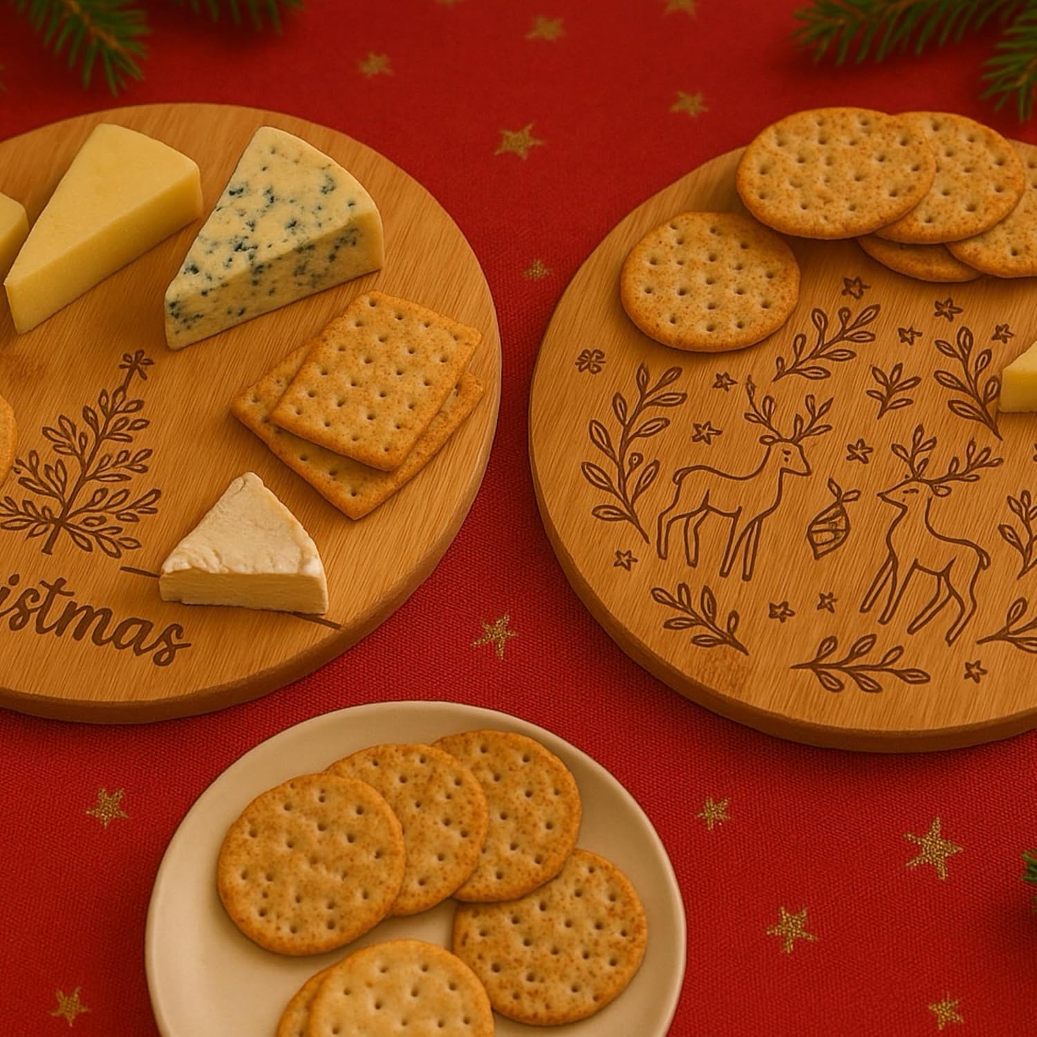 Detalle 2 de eBoutik Christmas Round Bamboo Serving Board