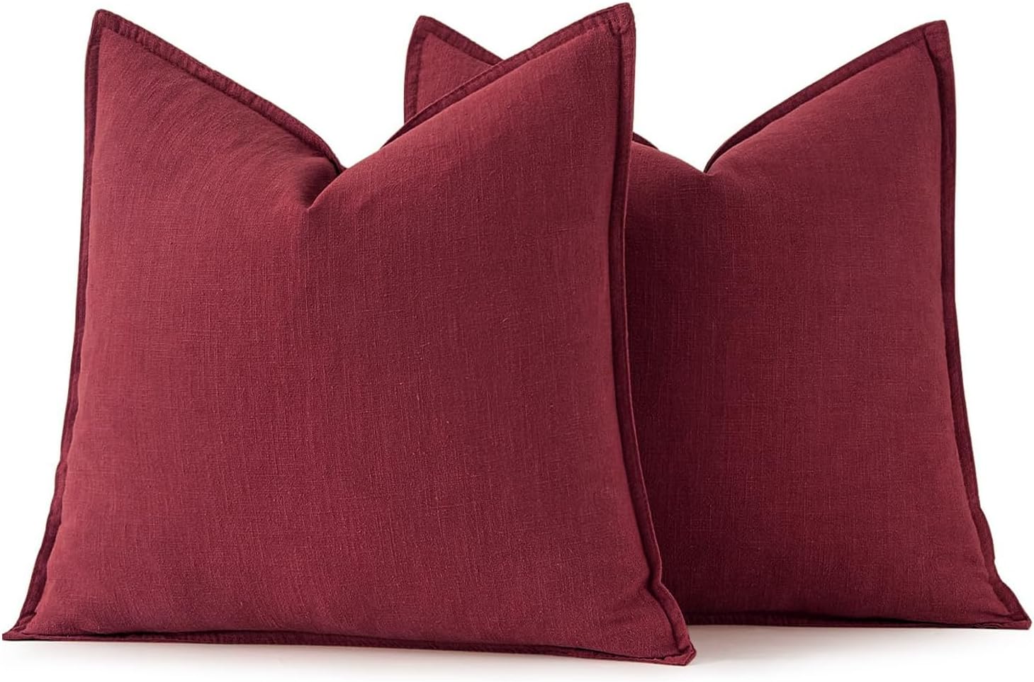 Detalle 2 de MIULEE Decorative Linen Pillow Covers, 24 x 24-Inch Burgundy, Set of 2