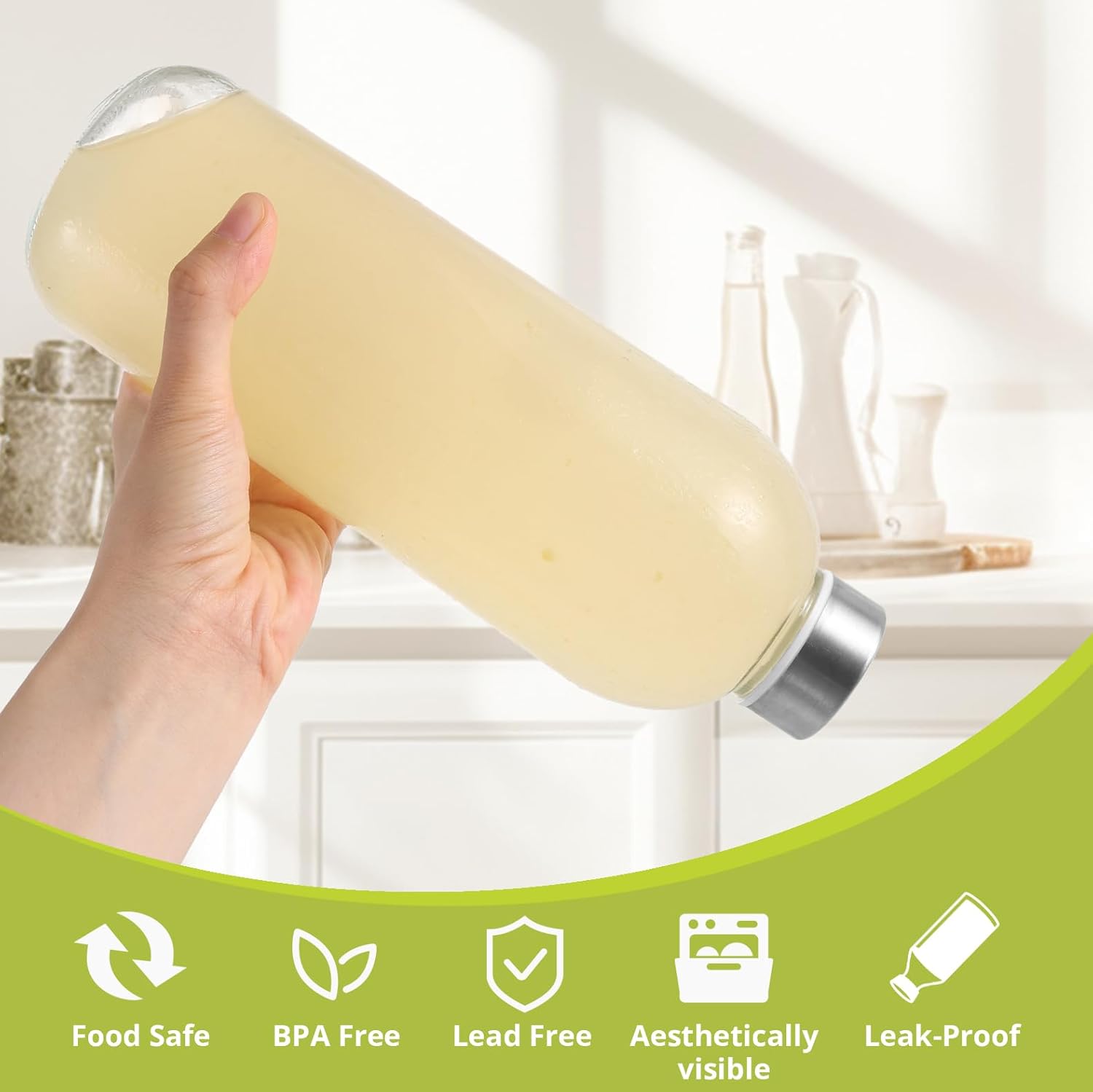 Detalle de LIMILI glass water bottles with 1000ml