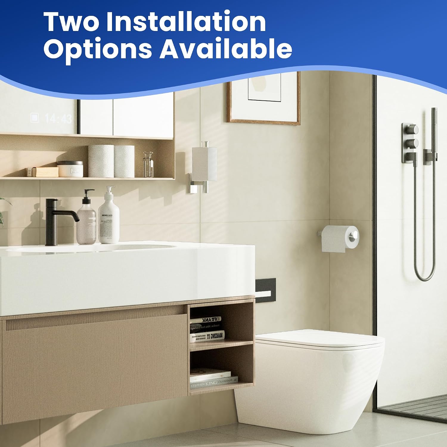 Detalle 2 de Mooche Chrome Wall Mounted Toilet Roll Holder (17.6 cm) – SUS304 Stainless Steel