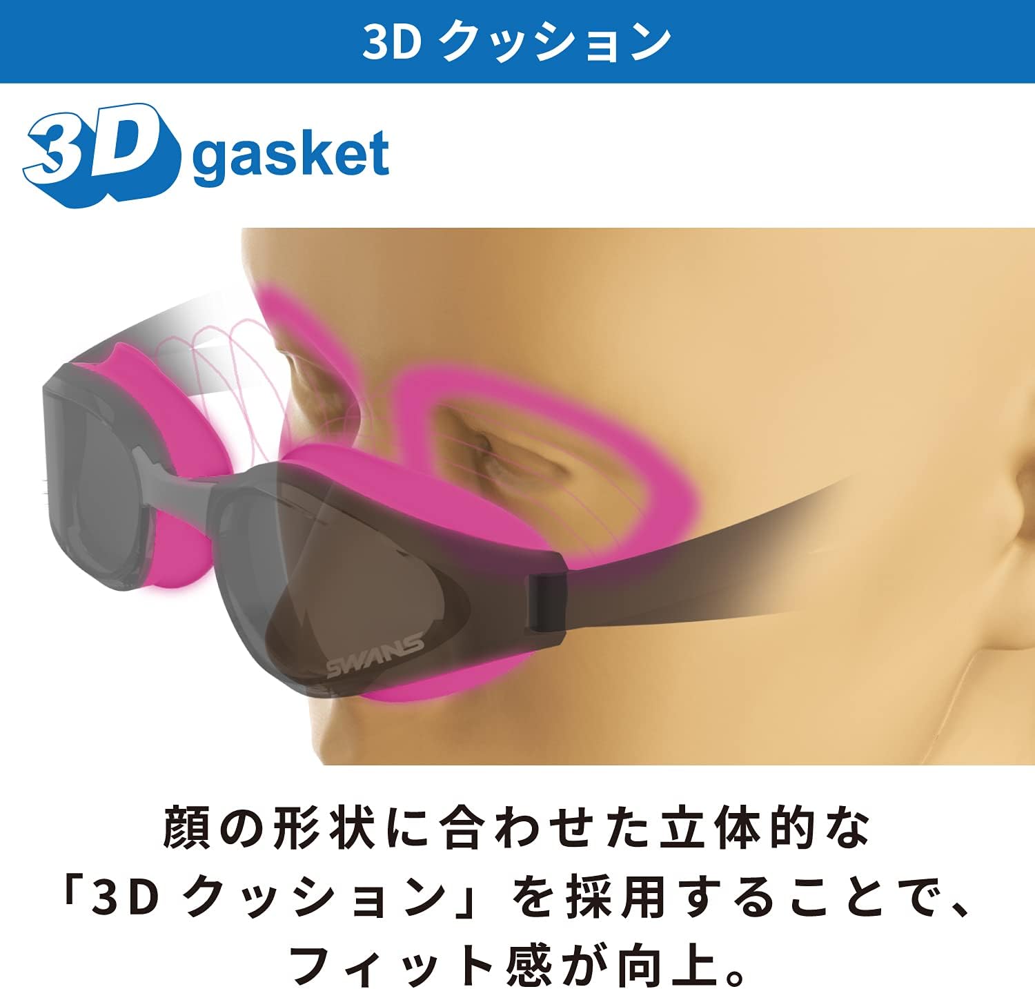 Detalle 2 de SWANS SR-81PAF ASENDER スイミングゴーグル 3Dクッション・PAFくもり止め・大会承認モデル