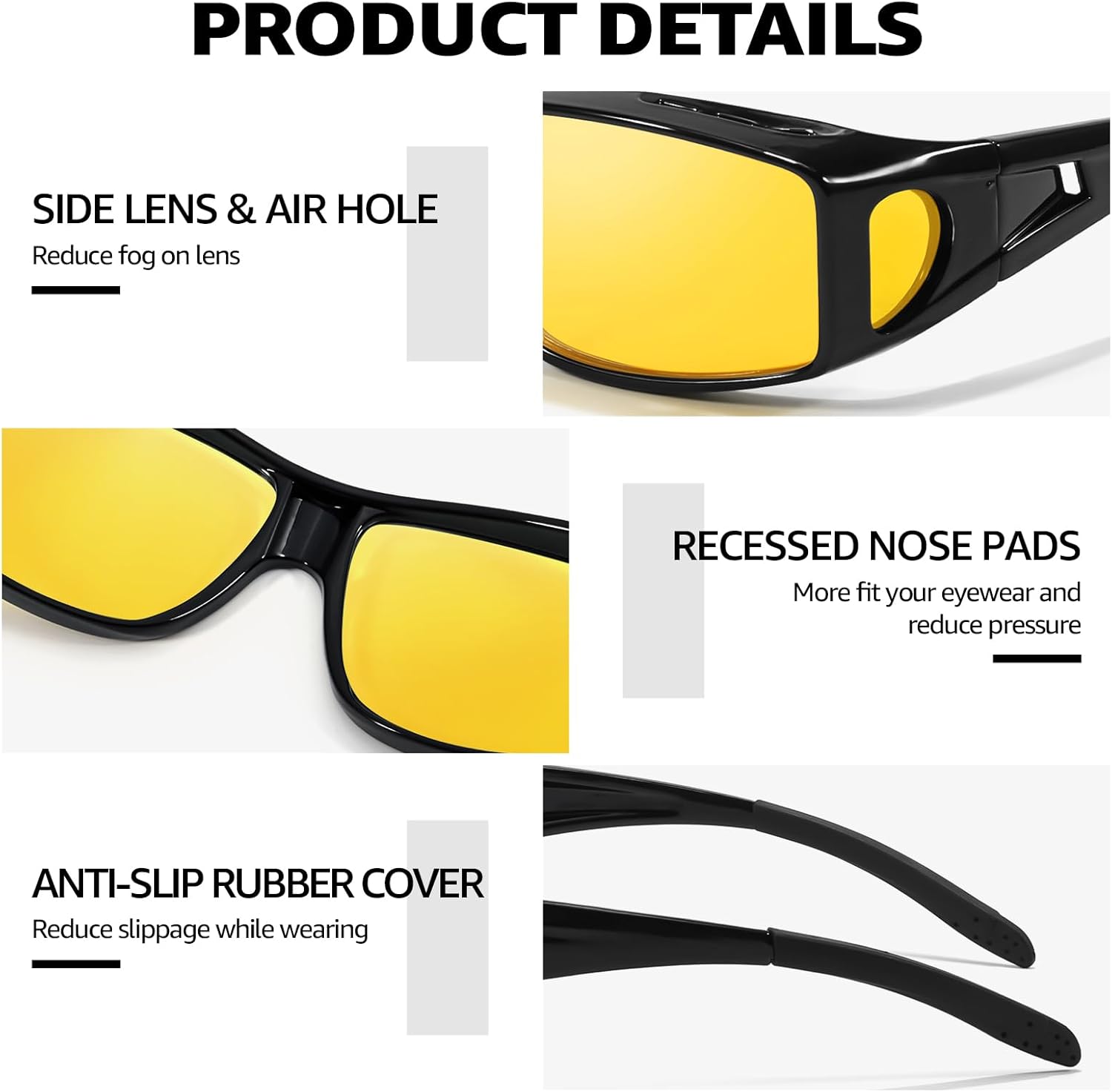 Thumbnail 6 de LVIOE 2er-Set Nachtsichtbrille mit gelben TAC-Linsen – polarisiert als Fit-Over-Brille für Nachtfahrten