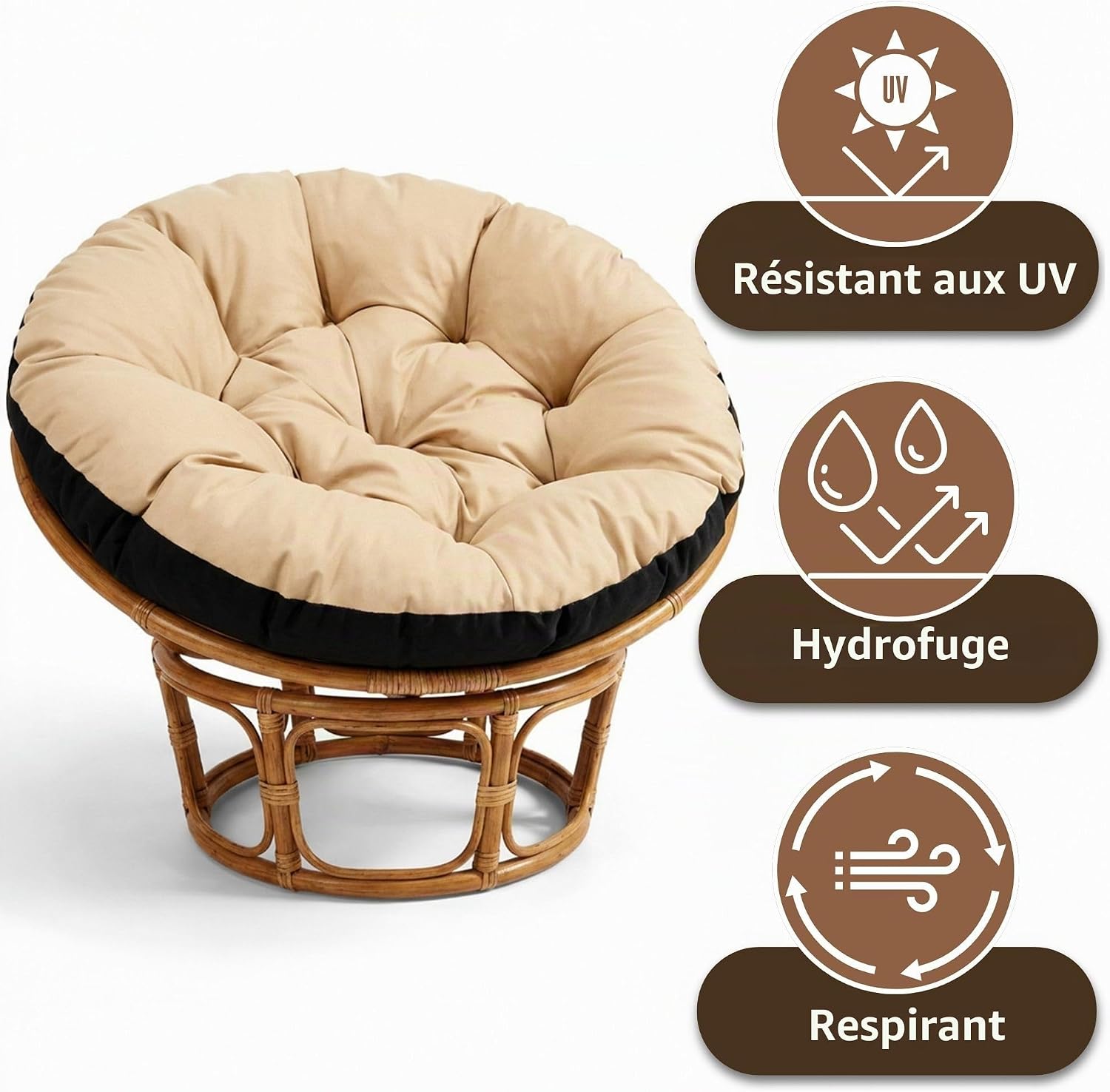 Detalle 2 de Amazinggirl rond papasan- en hangstoelkussen 100 cm, polyester, waterafstotend