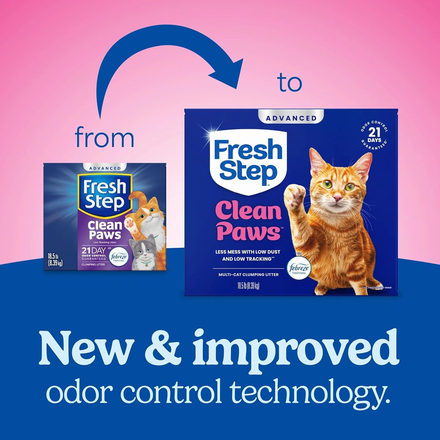 Detalle de Fresh Step Advanced Clean Paws Multi Cat Clumping Litter with Febreze Freshness (2 x 18.5 lb)